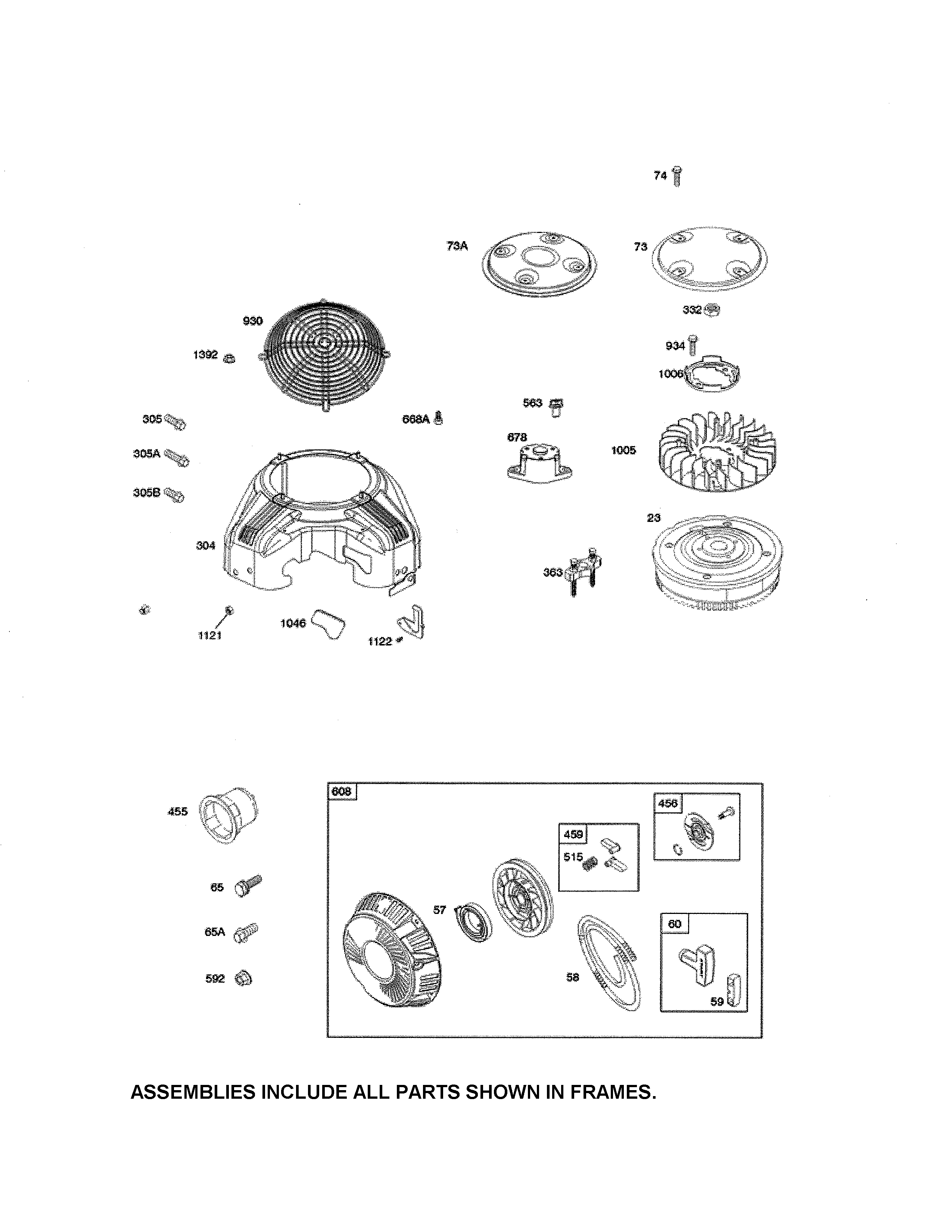 Snapper YT2300 (2690503) blower housing/starter-rewind diagram