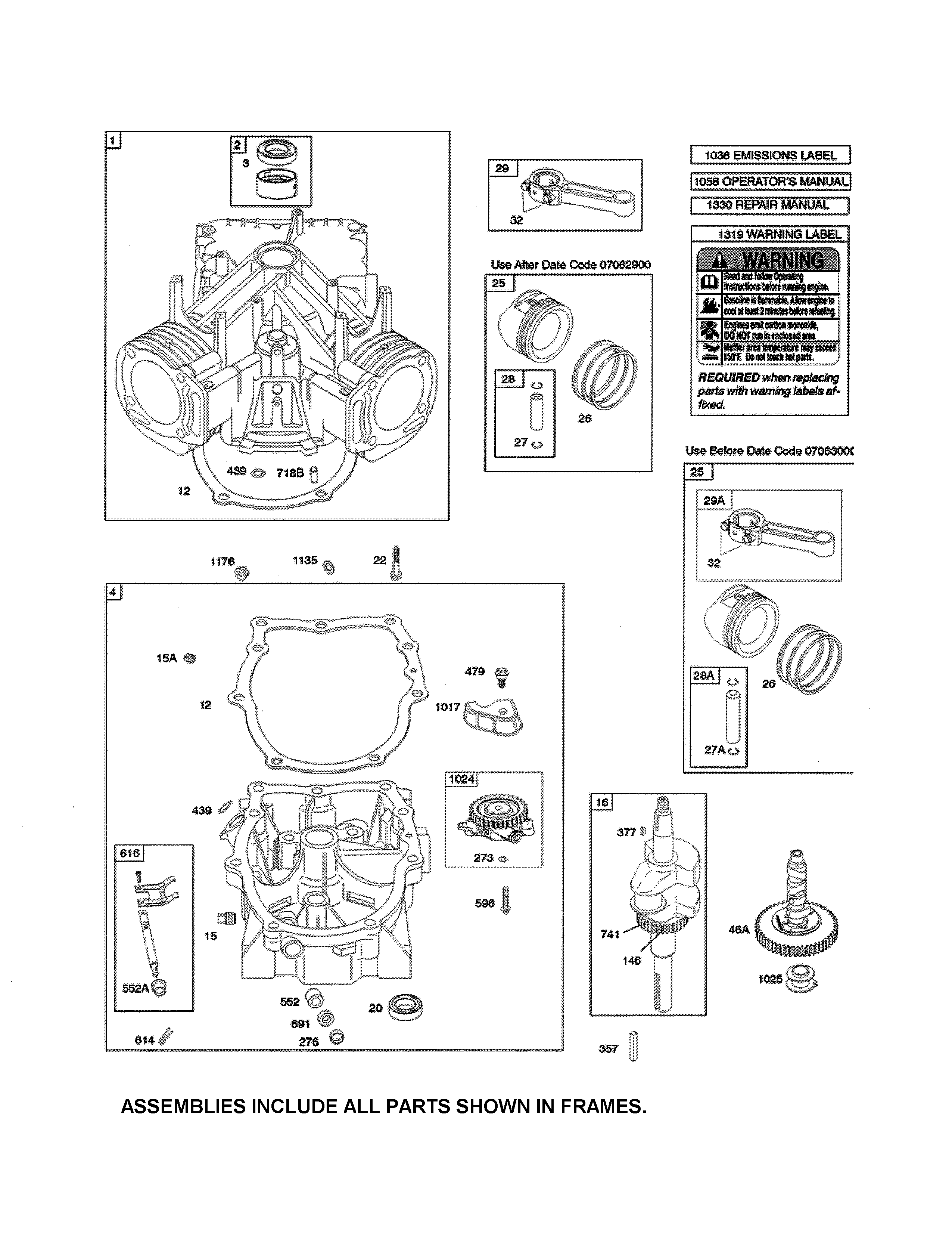 Snapper YT2300 (2690503) cylinder/sump/crankshaft diagram