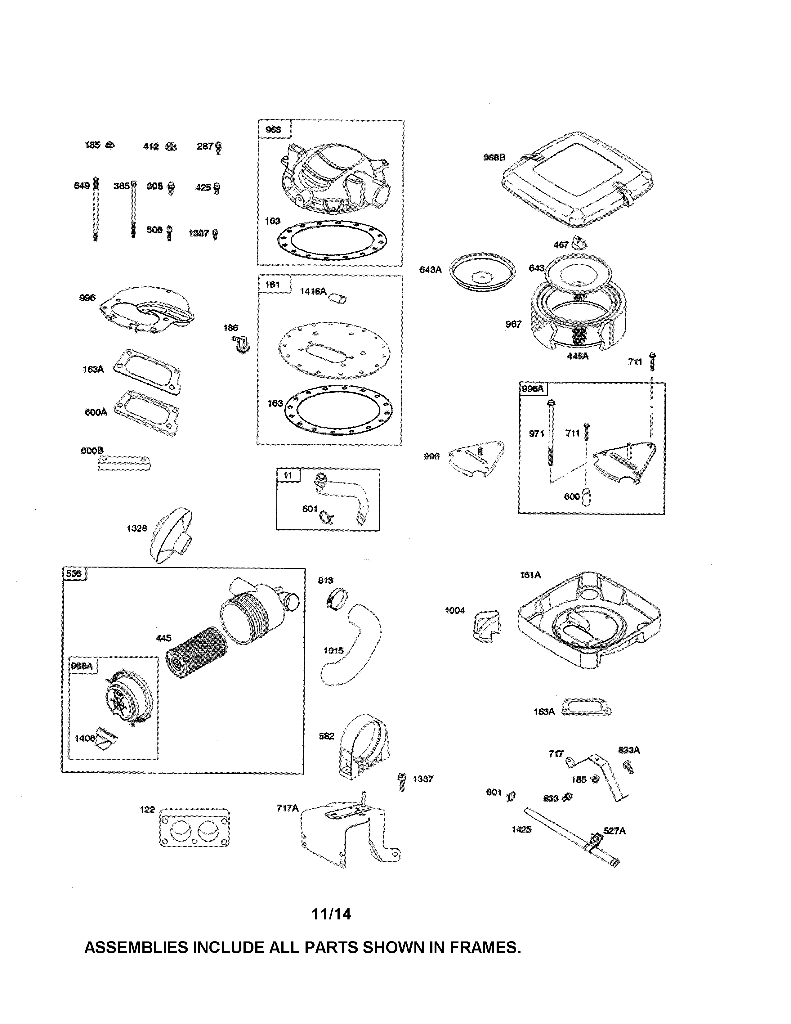 Snapper YT2050 (2690109) air cleaner diagram