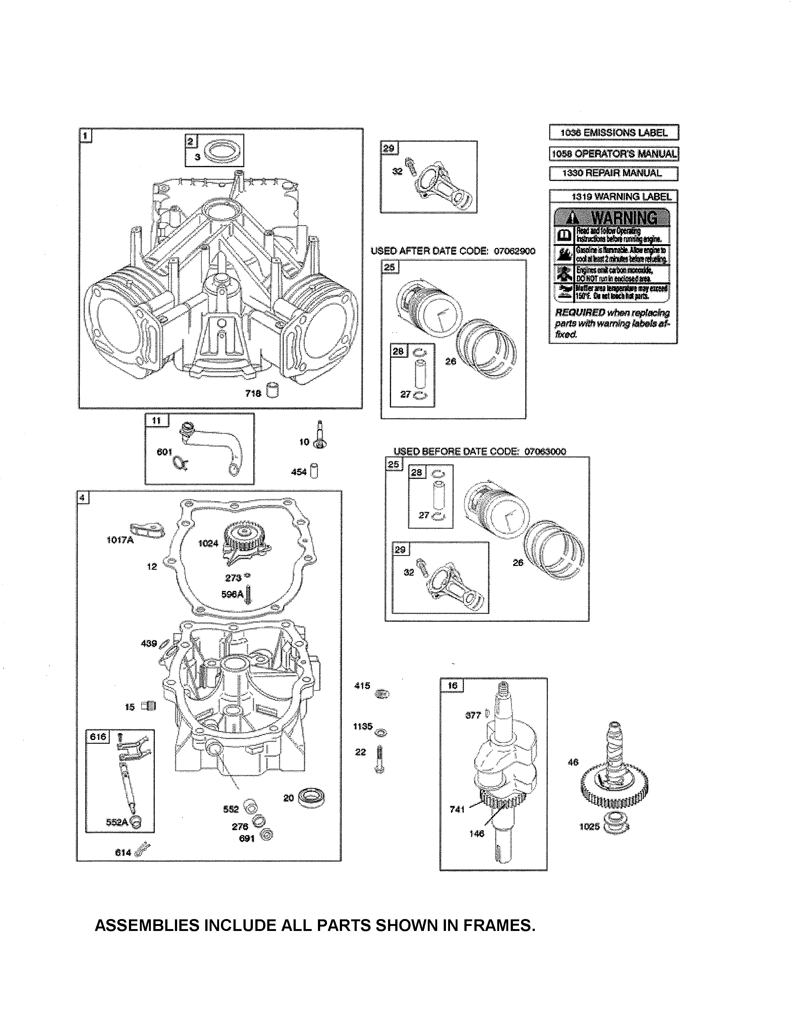 Snapper YT2050 (2690109) cylinder/sump/crankshaft diagram