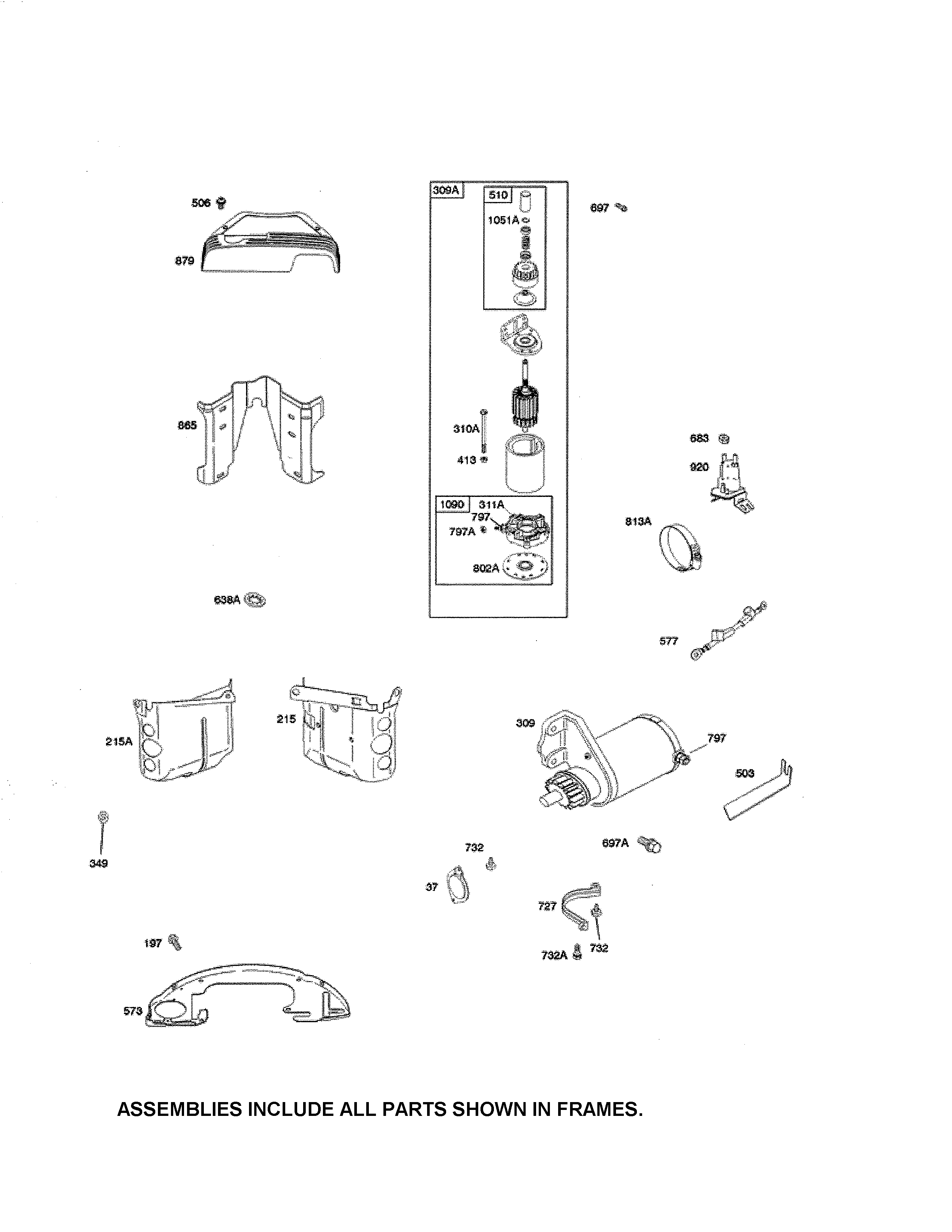 Snapper YT2050 (2690109) electric starter diagram
