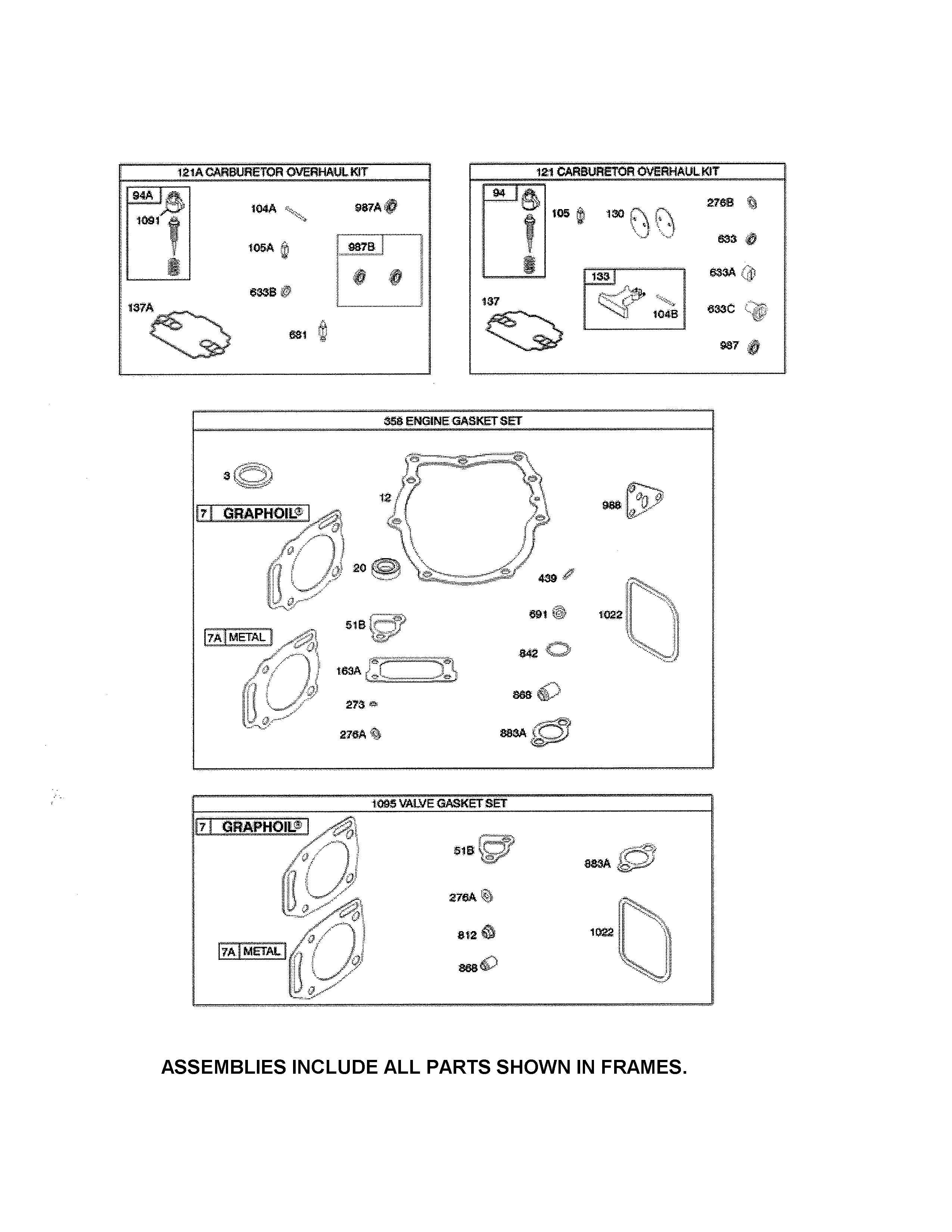Snapper YT2050 (2690109) gasket sets diagram