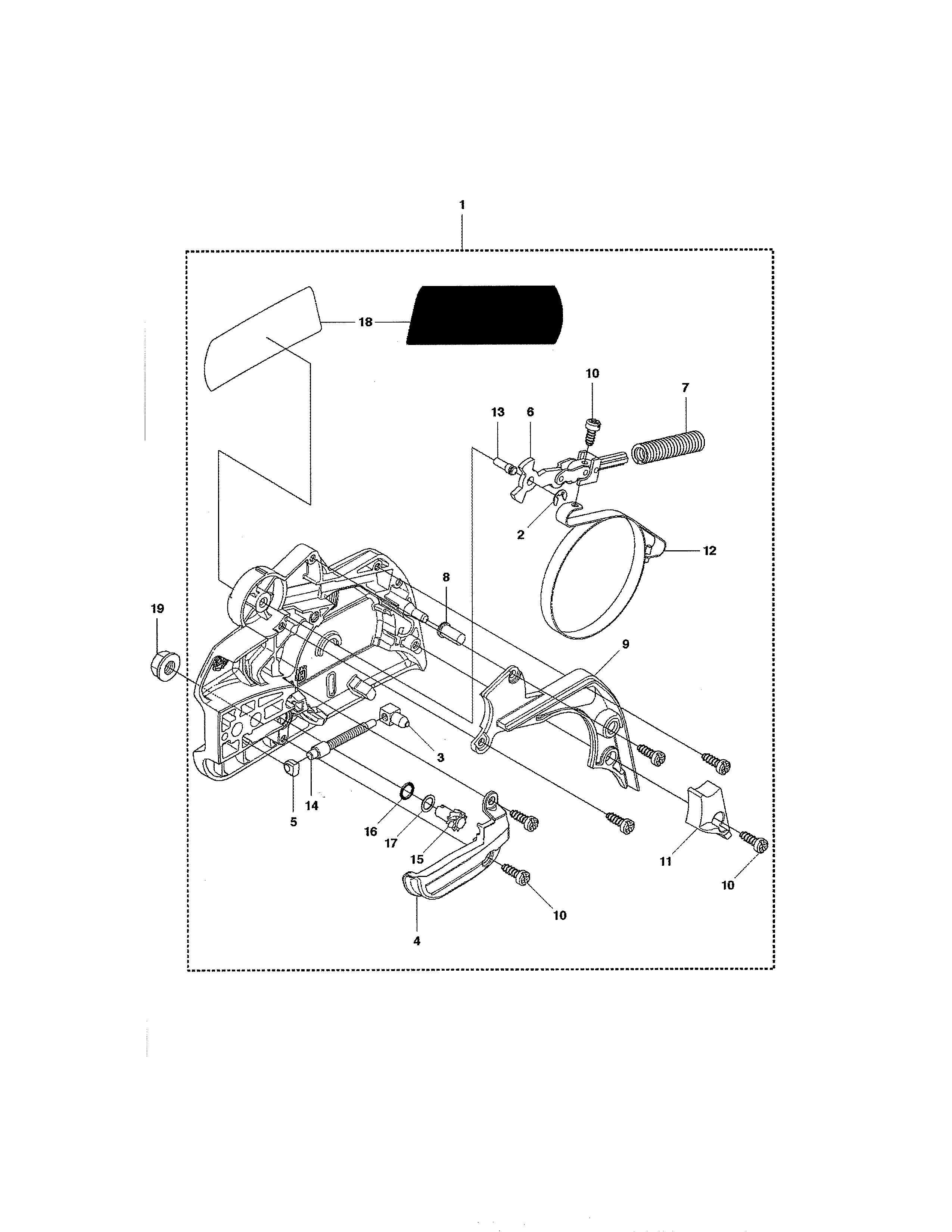 Husqvarna 450E chain brake & clutch cover diagram