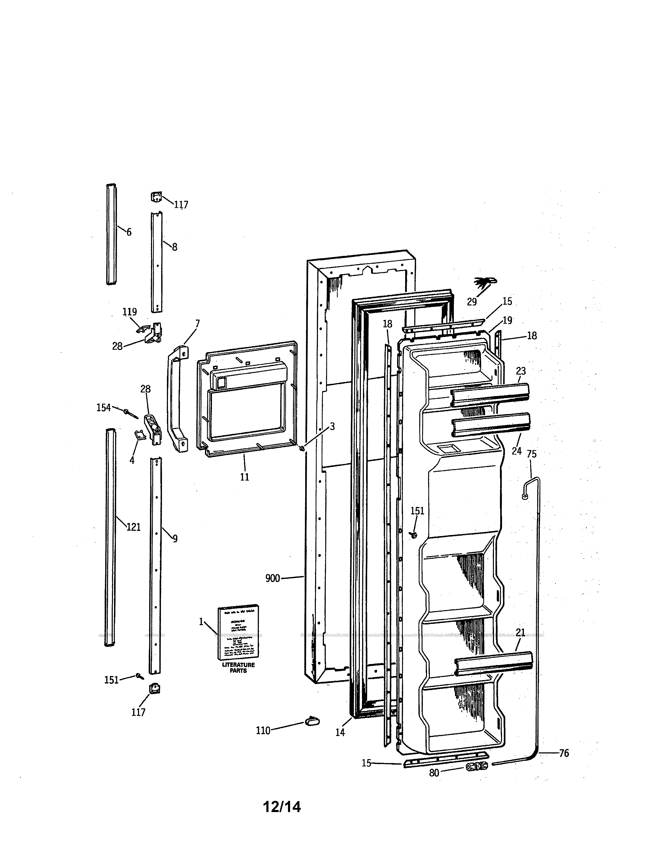 Kenmore 3639552782 freezer door diagram