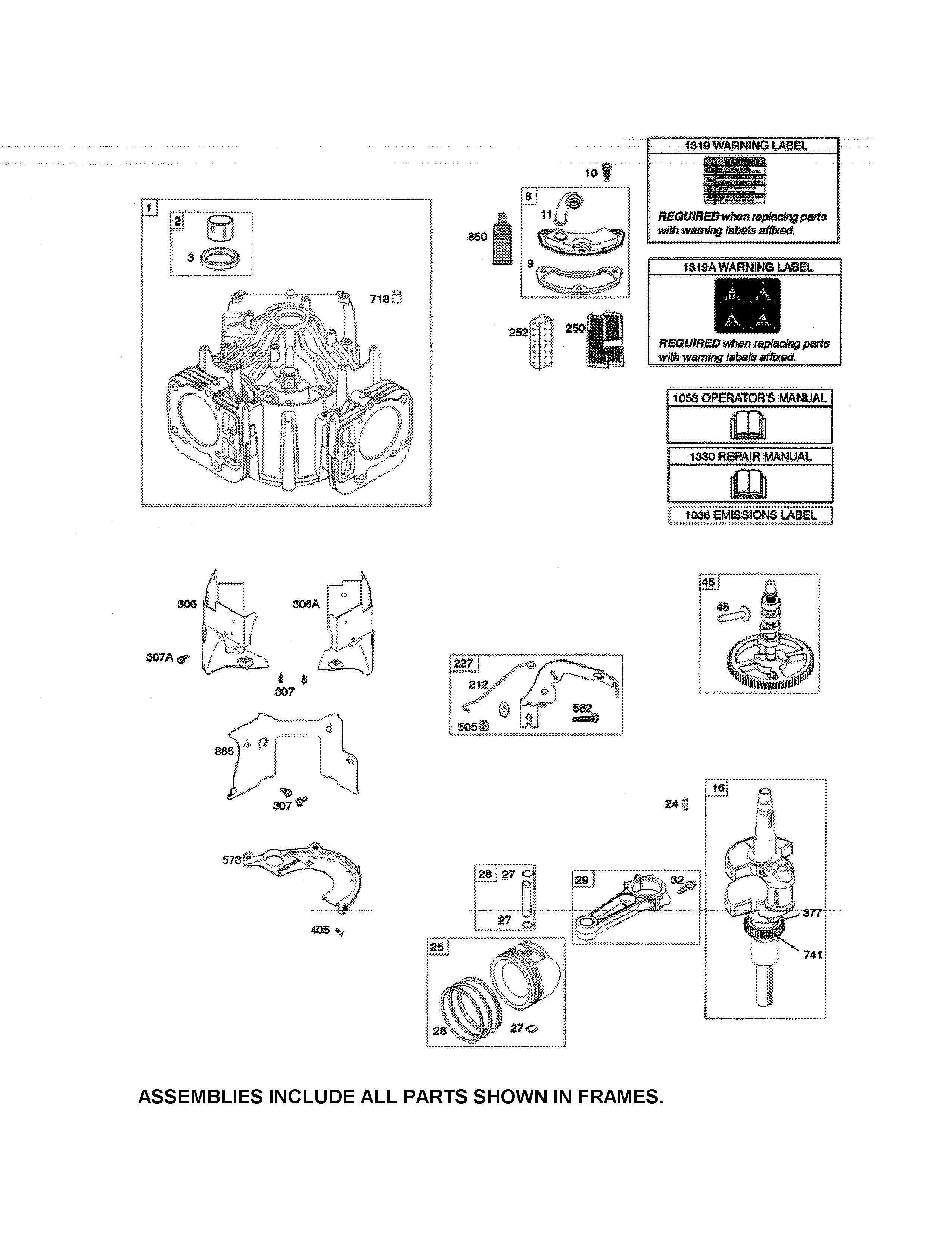MTD 17BKCACS099 cylinder/crankshaft/camshaft diagram