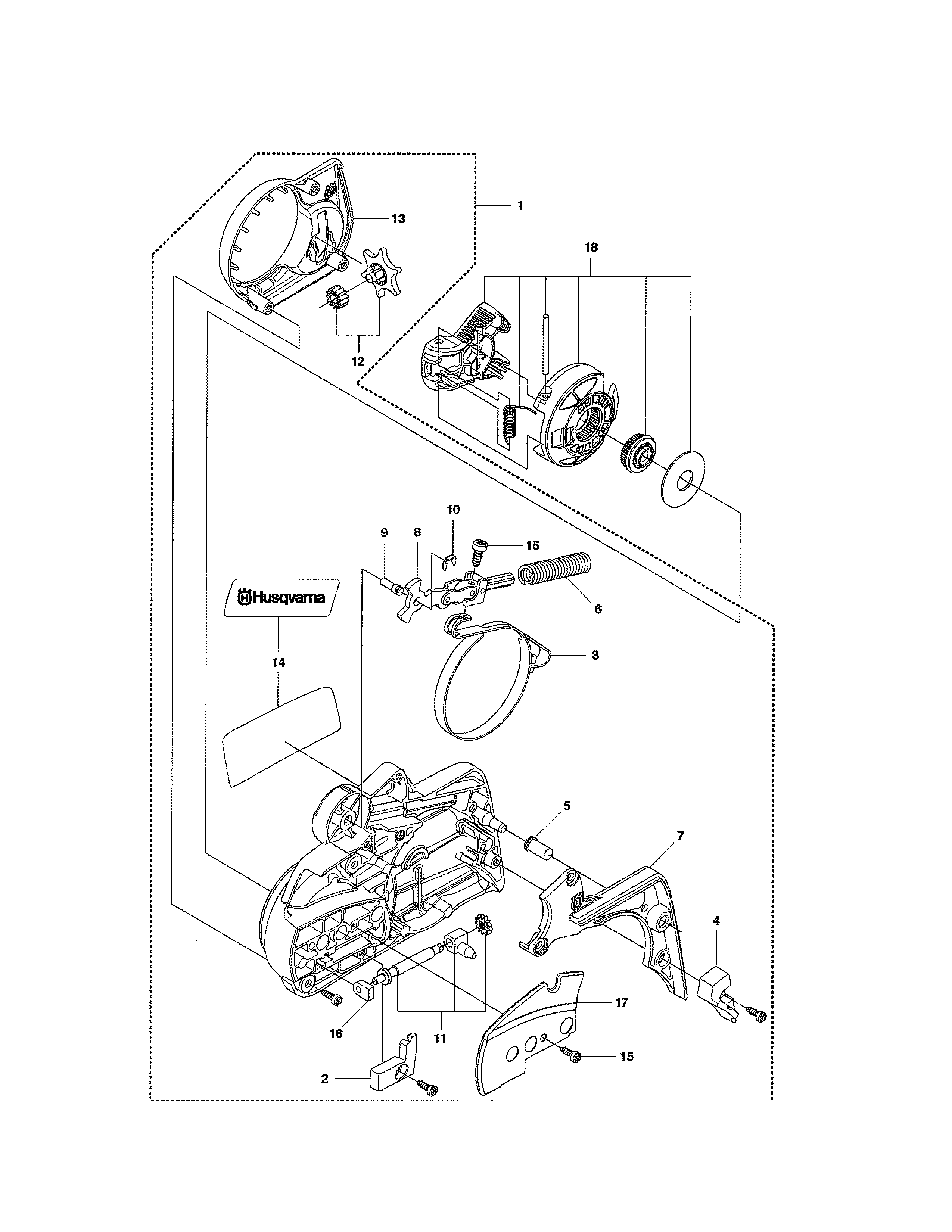 Husqvarna 965167936 chain brake & clutch cover 435e diagram