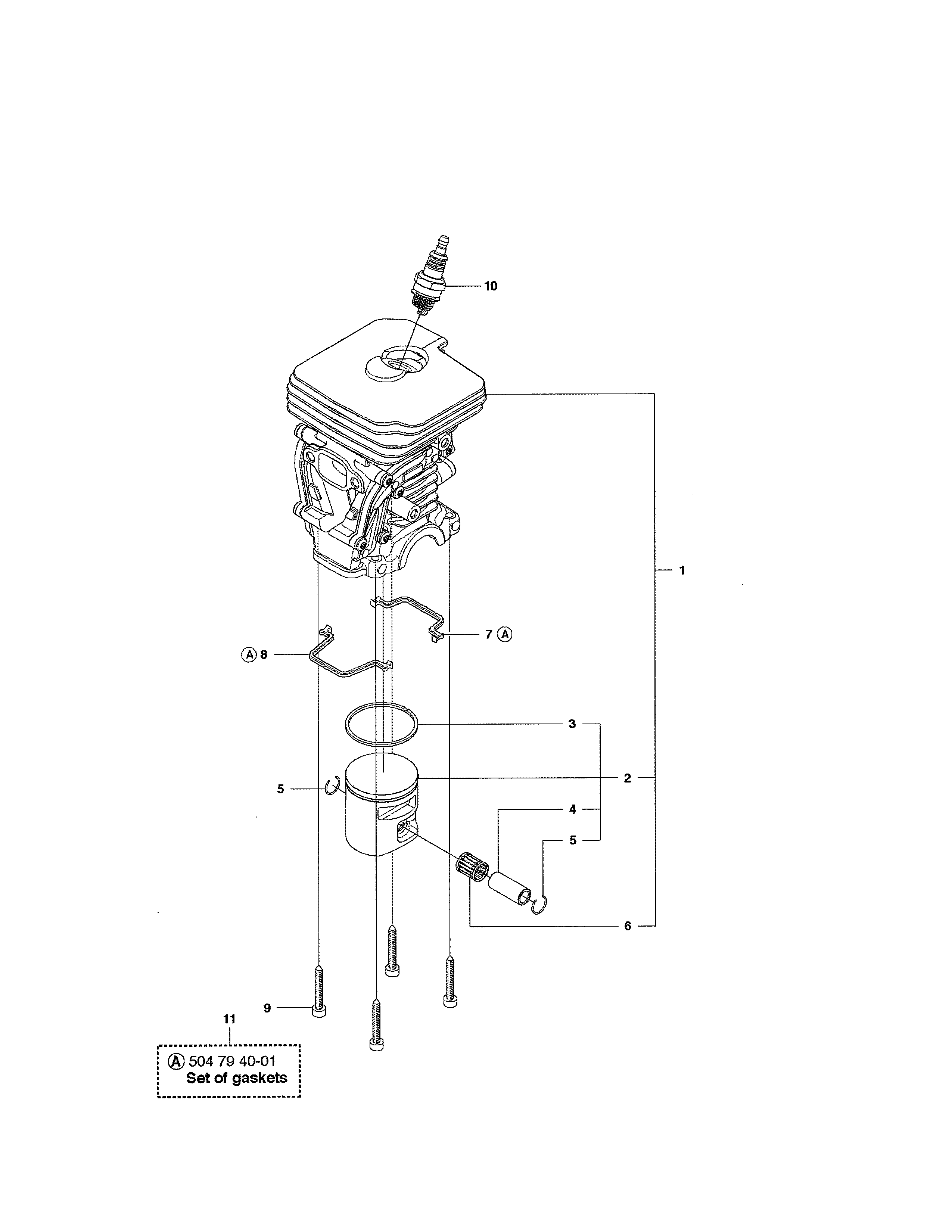 Husqvarna 965167936 cylinder piston diagram