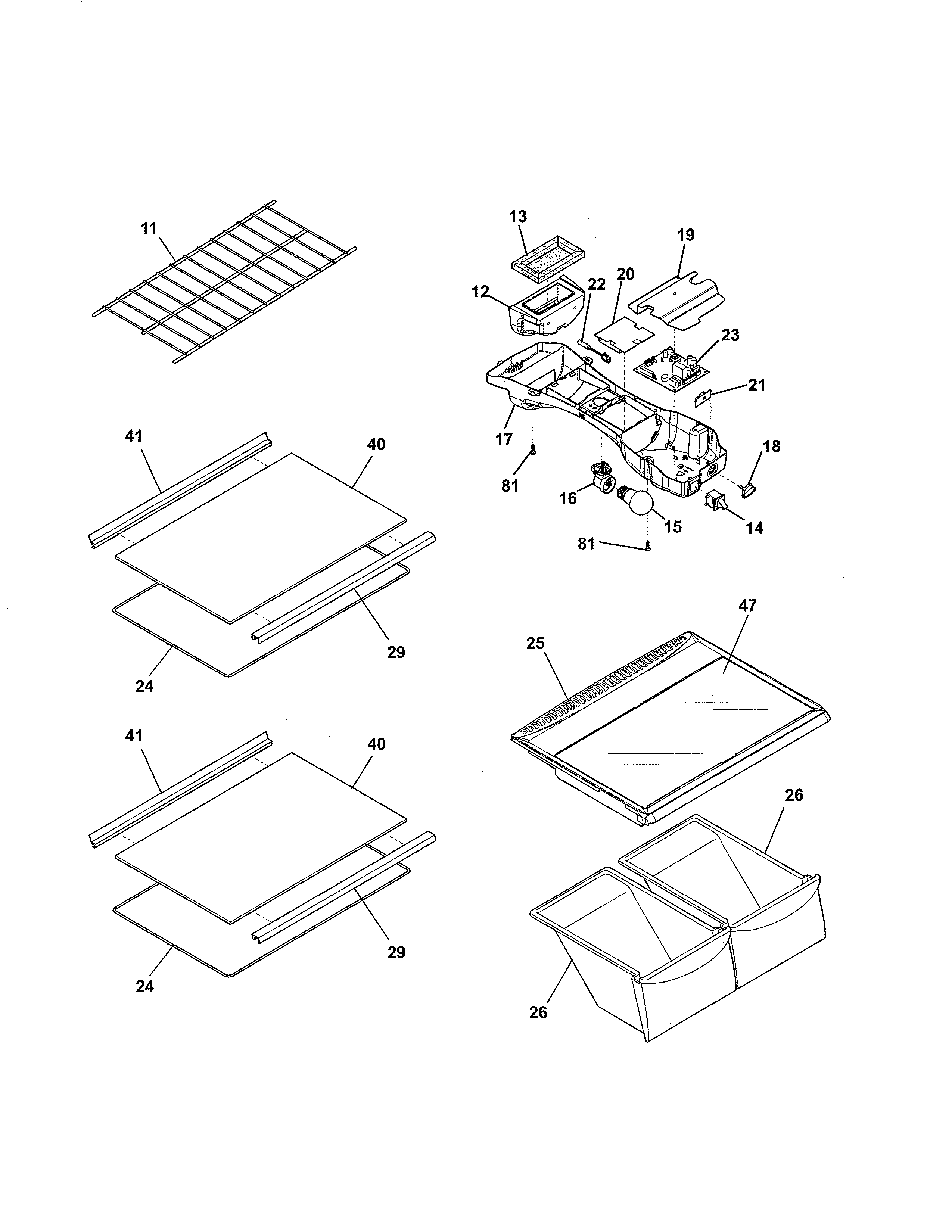Kenmore 25360302411 shelves diagram