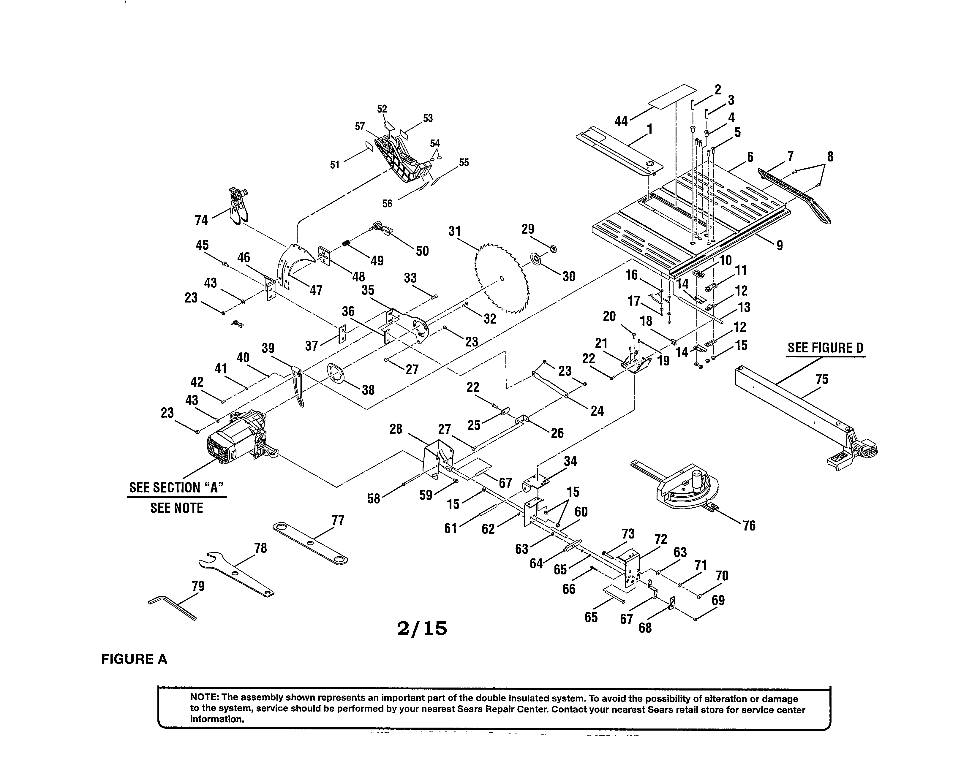 Craftsman 315353450 table/blade diagram
