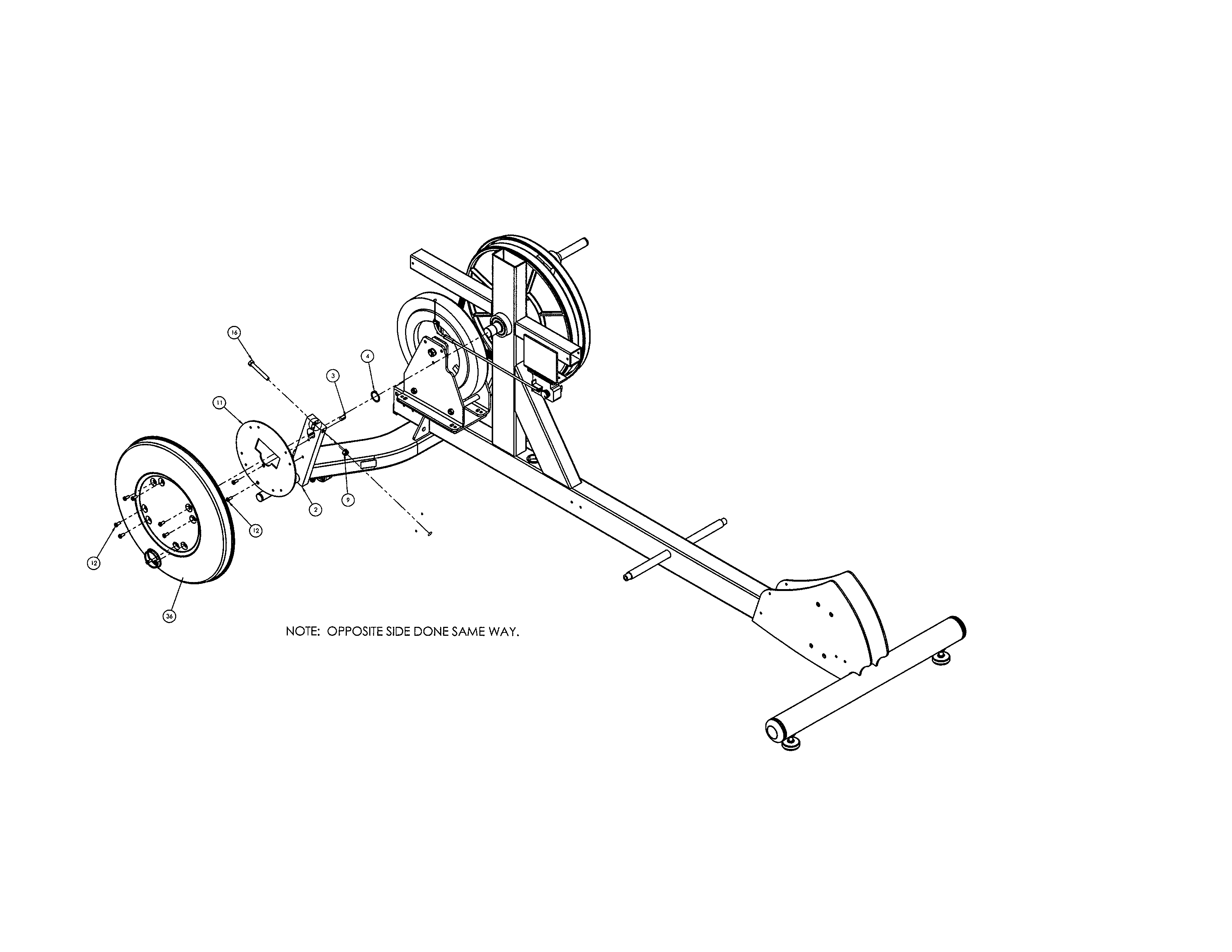 Life Fitness X3-XX00-0103 crank shroud/crankshaft weldment diagram