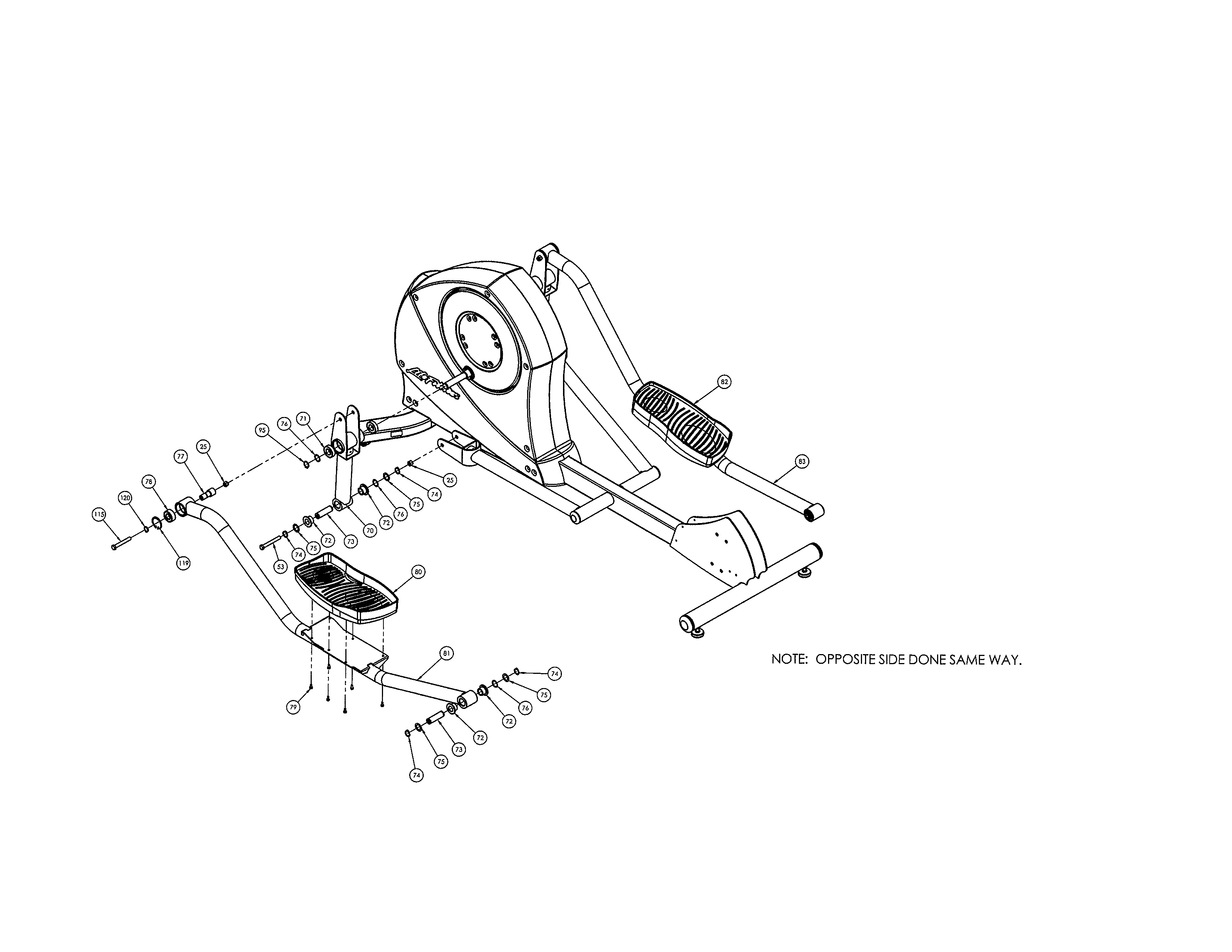 Life Fitness X3-XX00-0103 pedals diagram