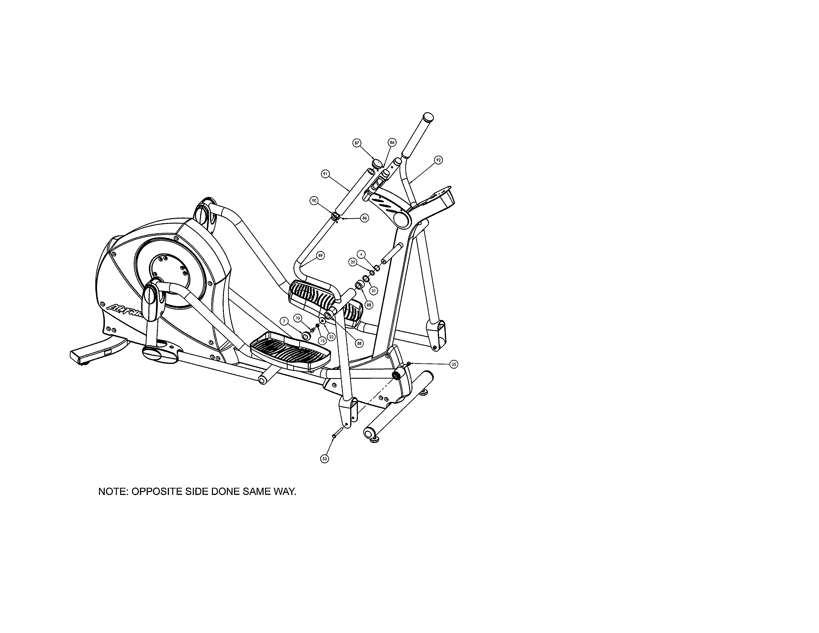 Life Fitness X3-XX00-0103 rocker assembly diagram