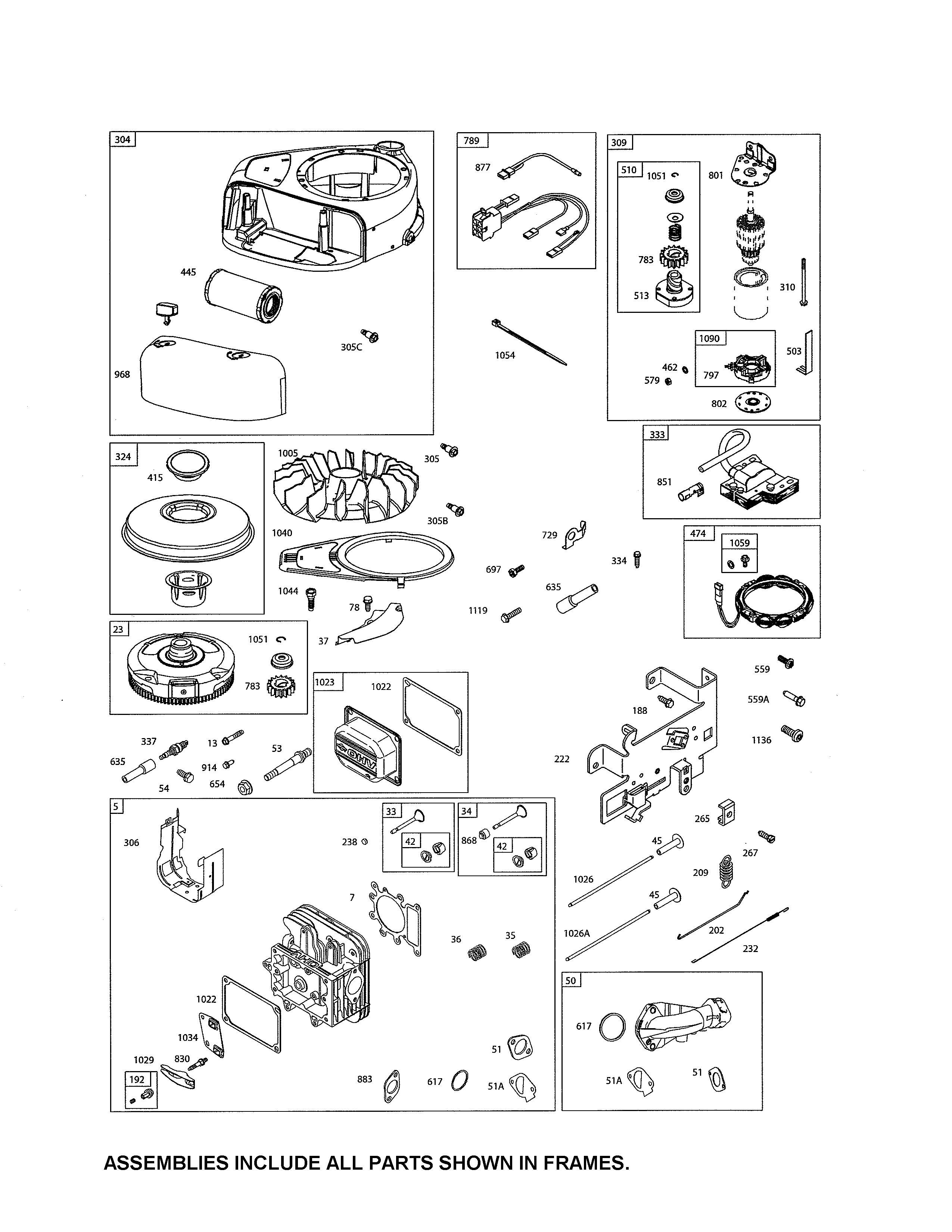 Craftsman 917990030 head-cylinder/motor-starter diagram