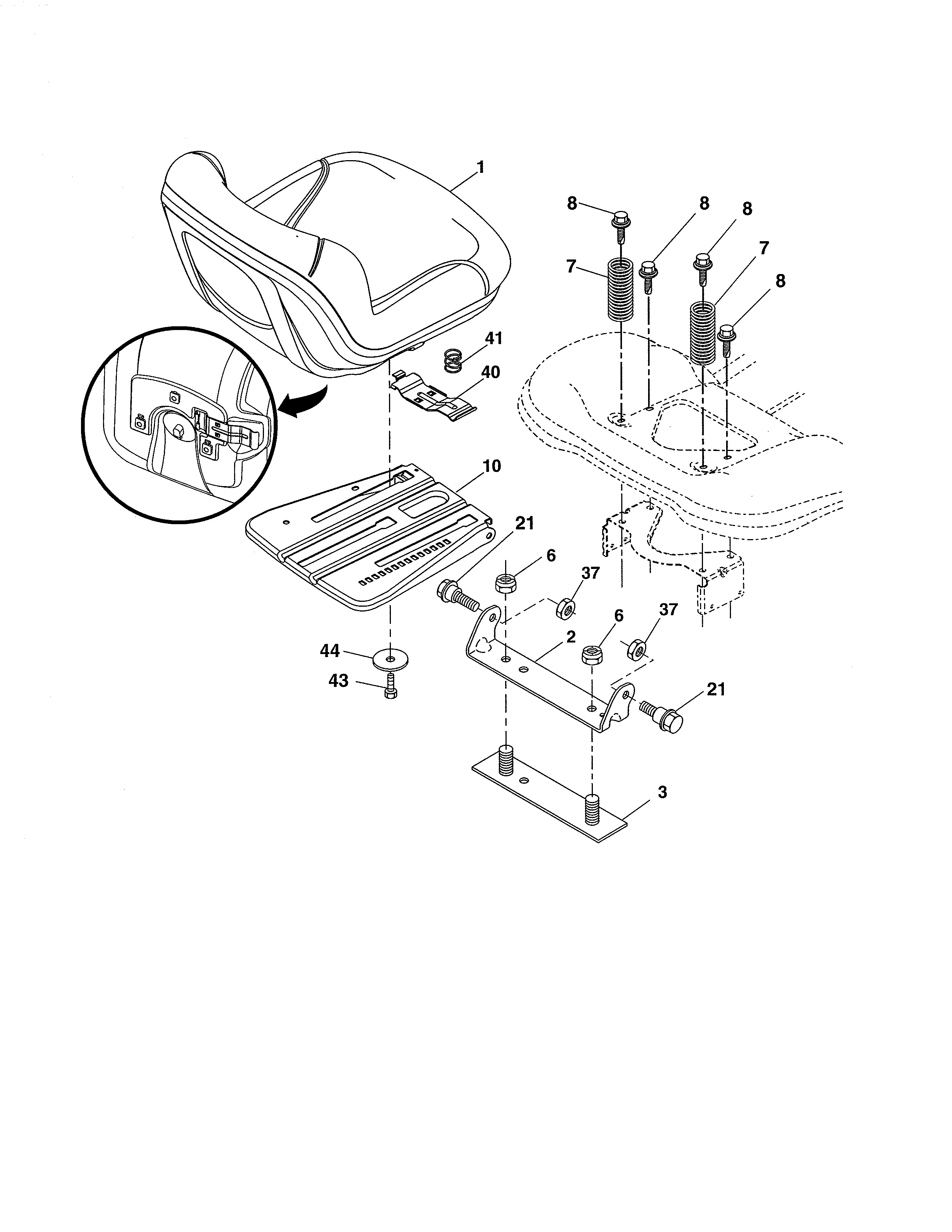 Husqvarna LGT2654-96043018300 seat diagram