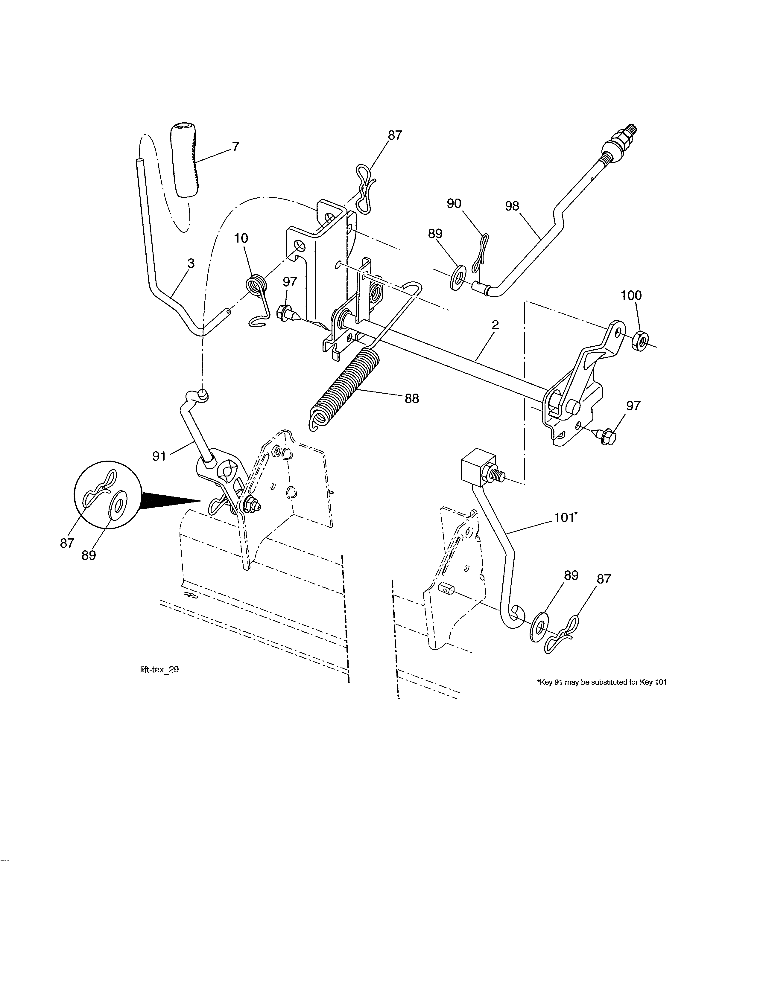 Husqvarna 96043017301 mower lift diagram