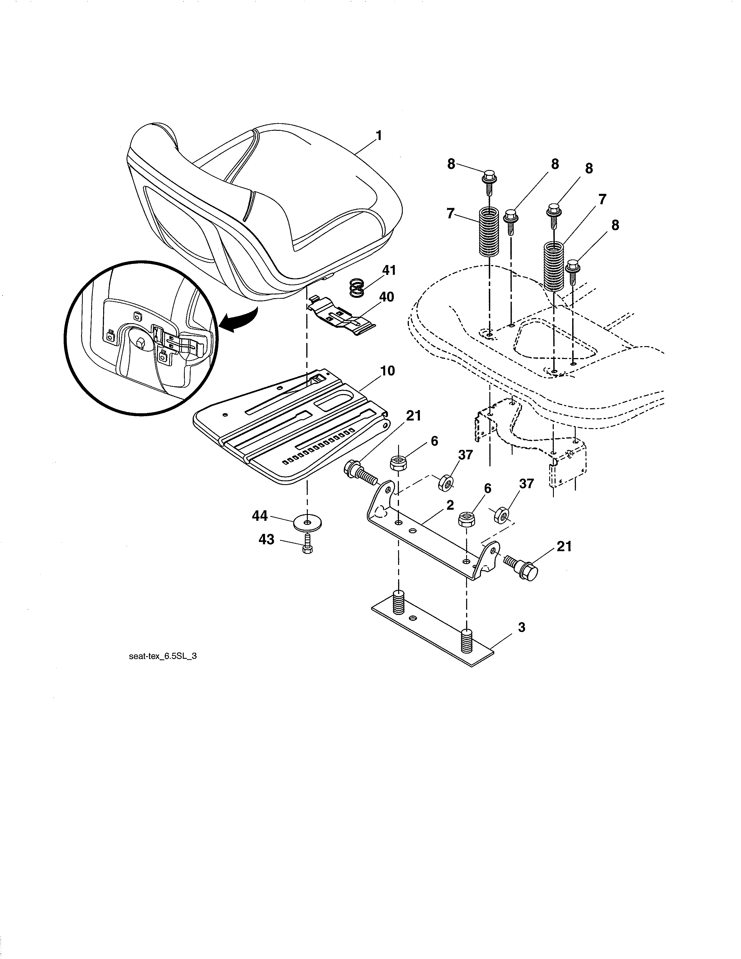 Husqvarna 96043017301 seat diagram