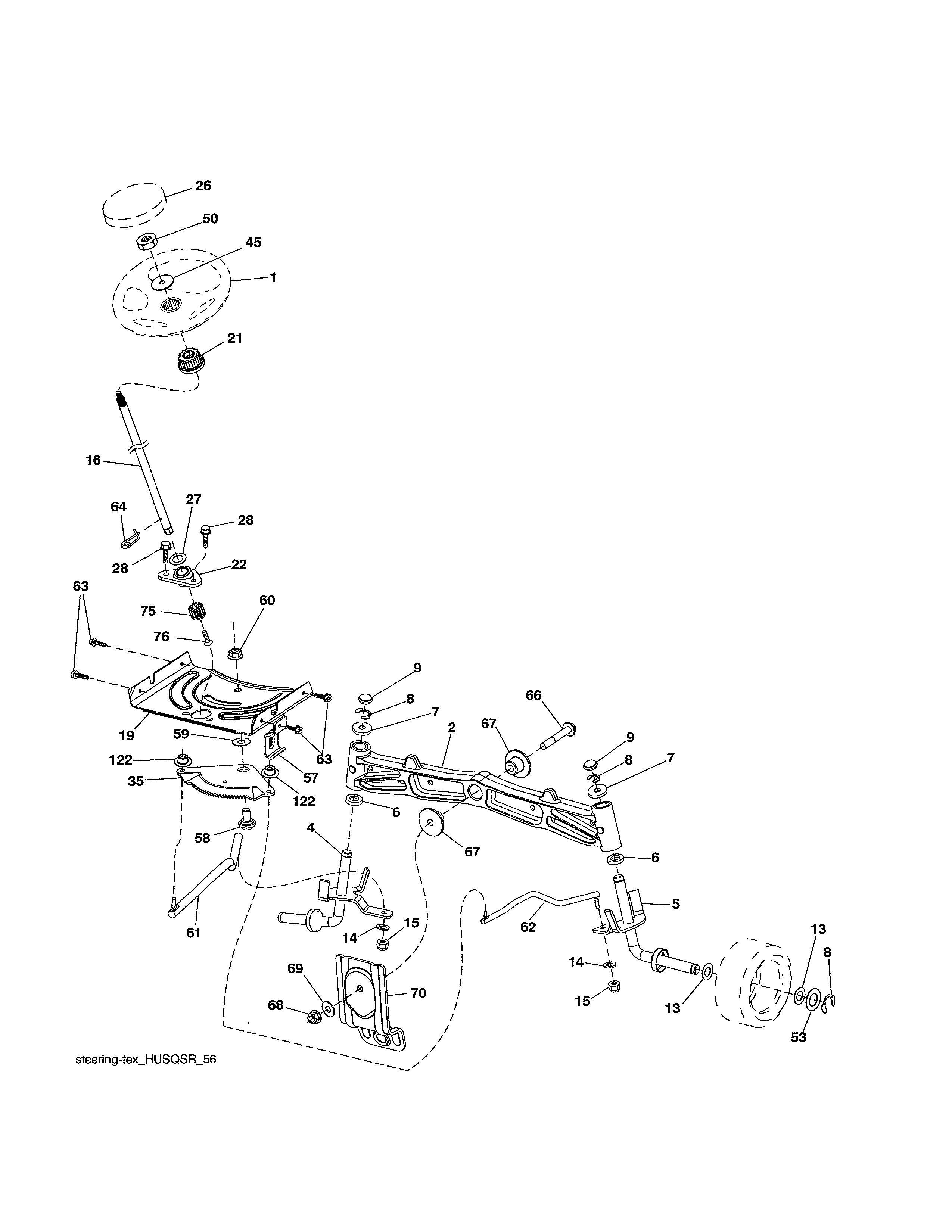 Husqvarna YTH24V54-96043018800 steering diagram