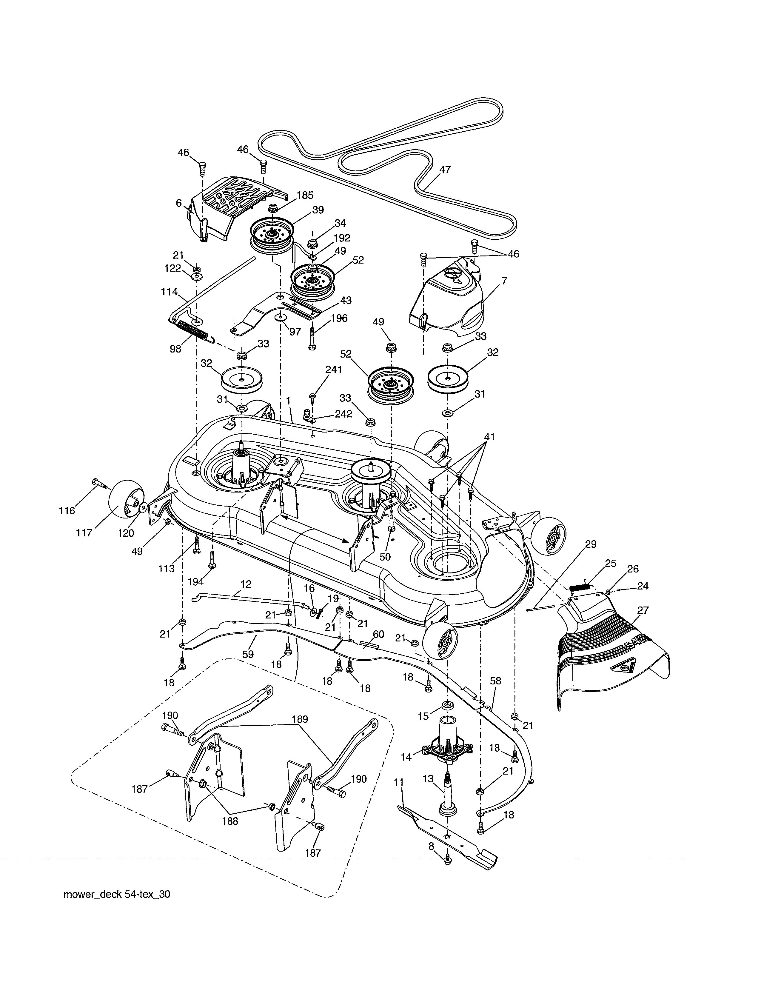 Husqvarna YTH24V54-96043018800 mower deck diagram