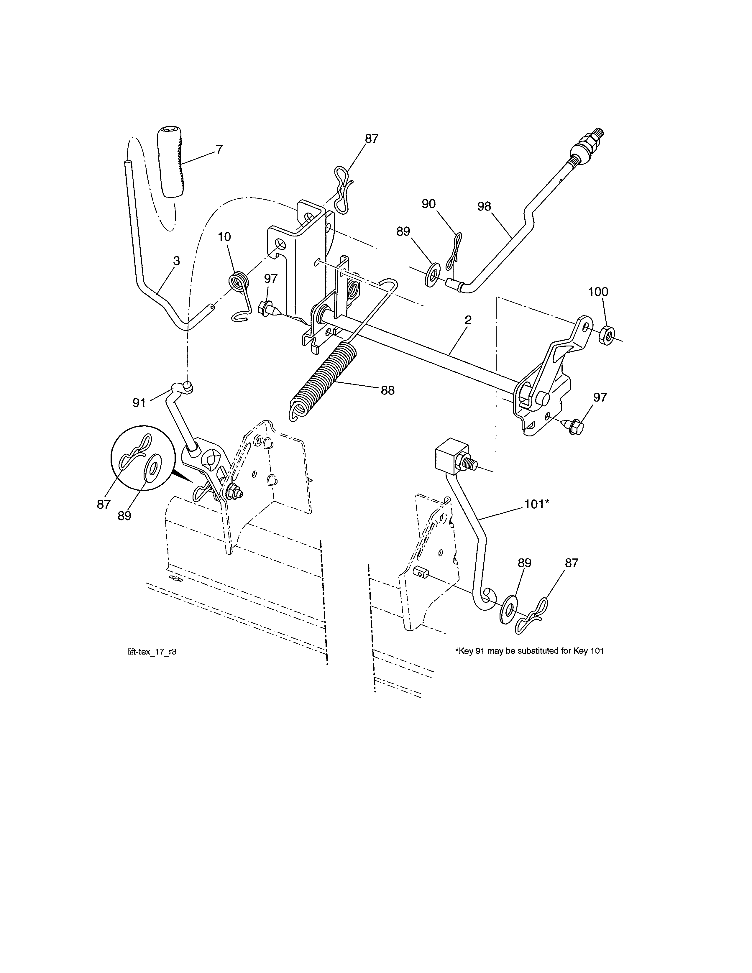 Husqvarna 96043017200 mower lift diagram