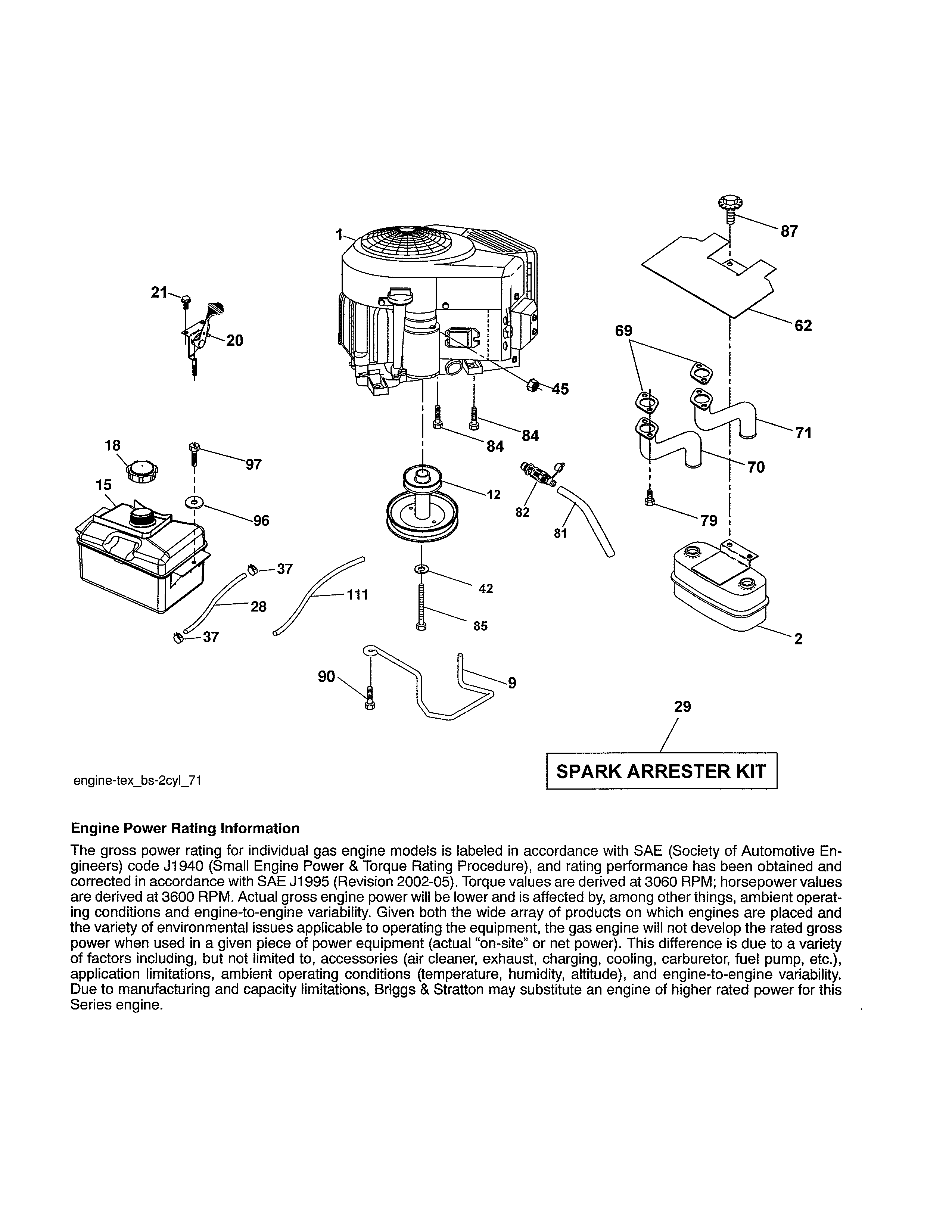 Husqvarna YTH22V46-96043018101 engine diagram