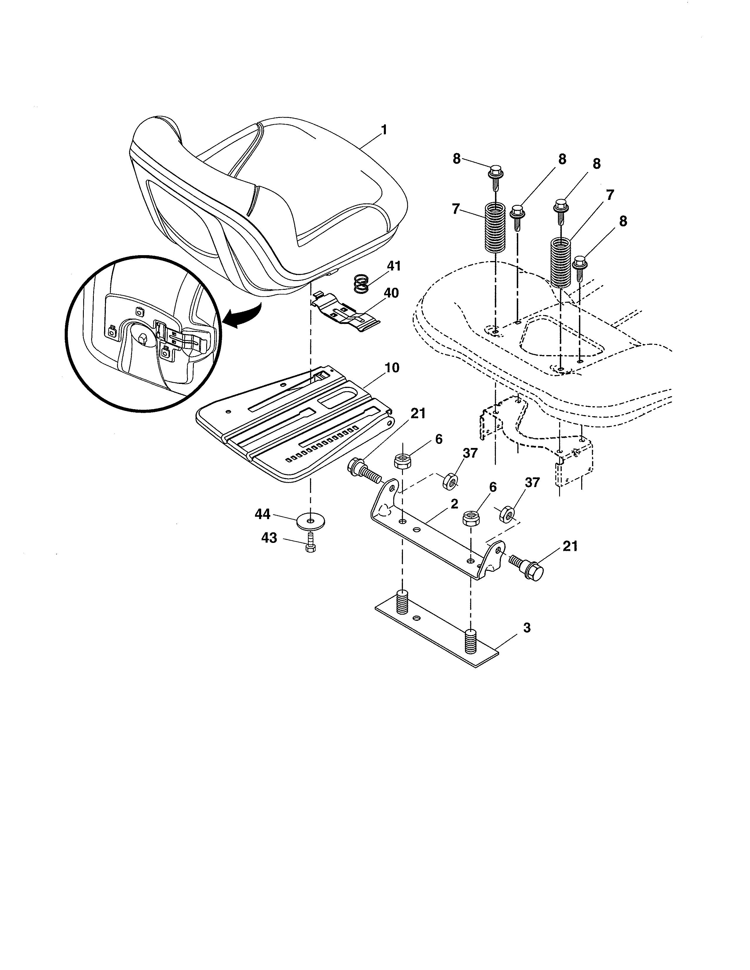 Husqvarna YTH22V46-96043018101 seat diagram