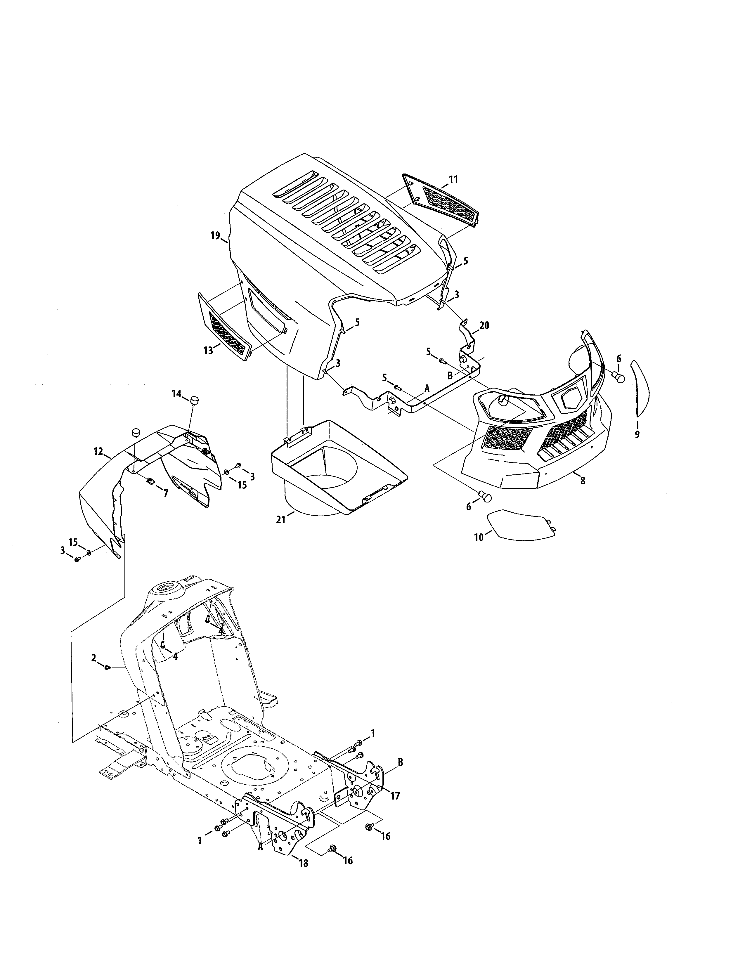 Craftsman 247203702 hood/bumper diagram