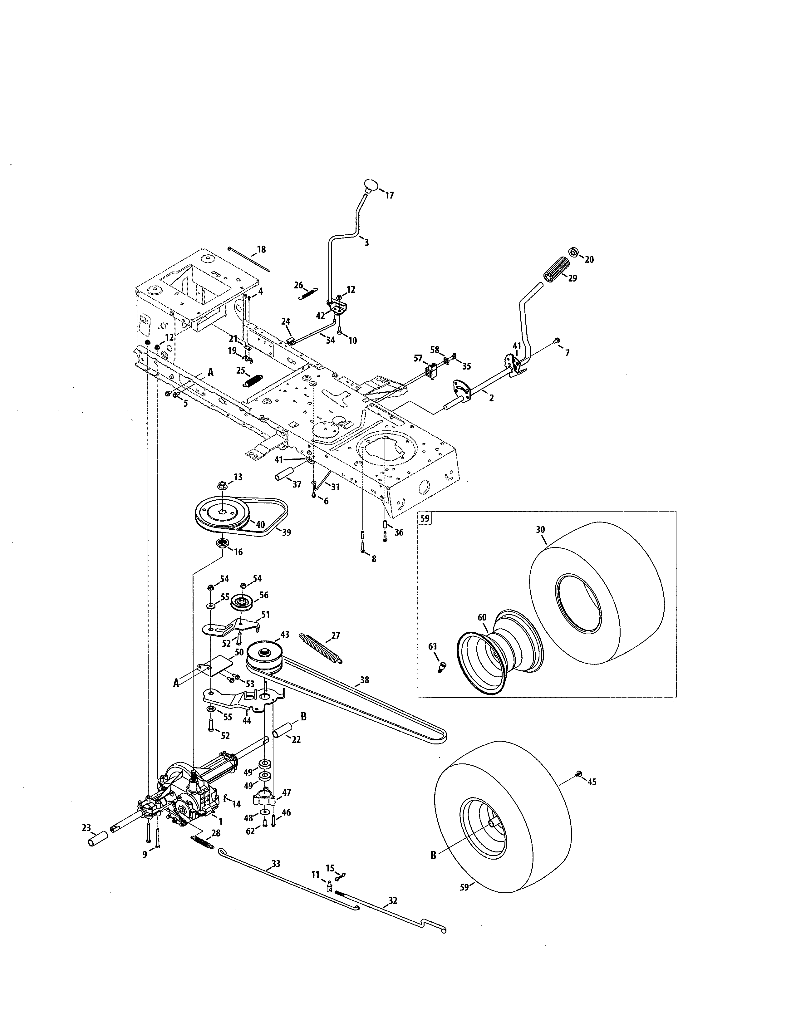 Craftsman 247203702 transmission/wheel assembly diagram