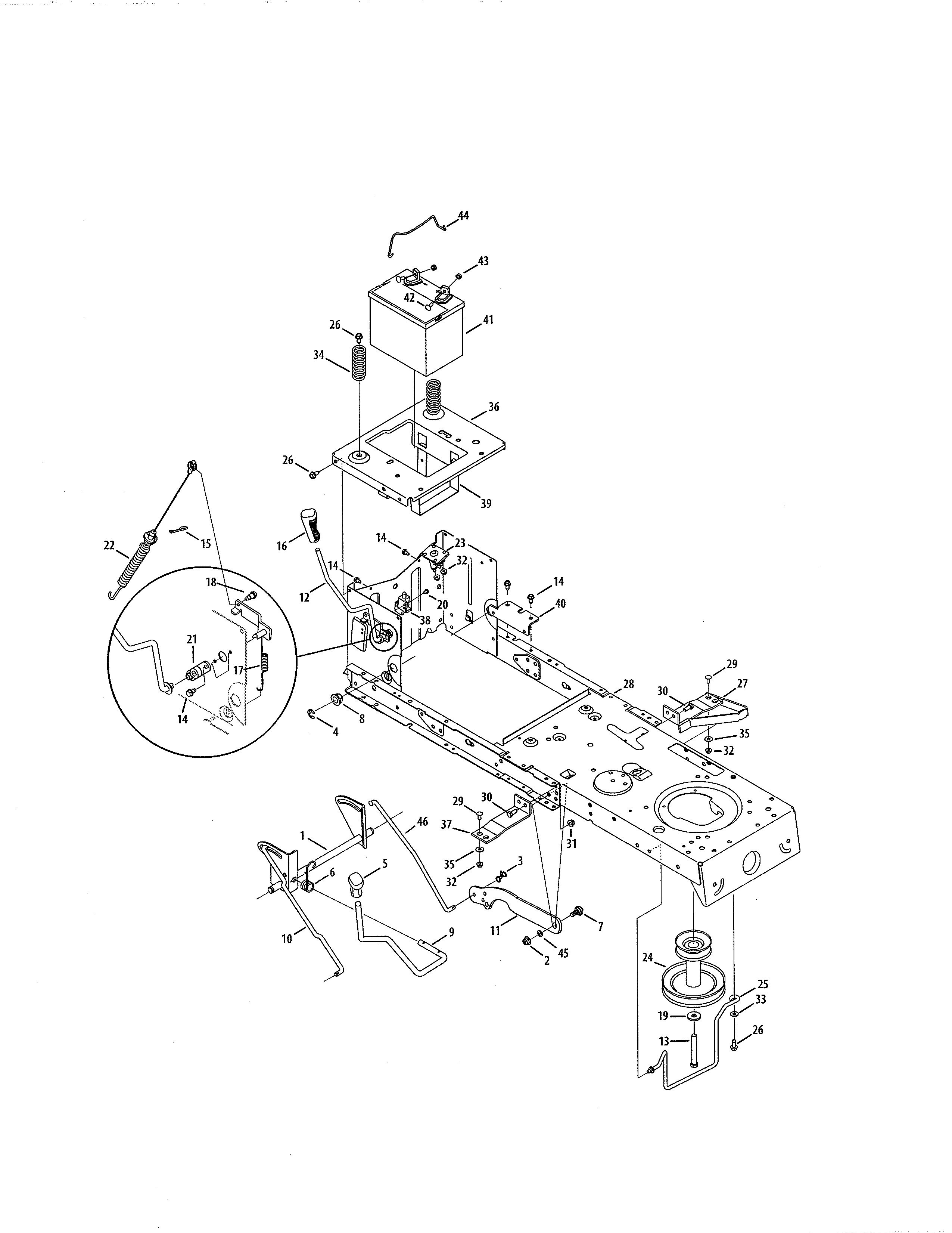 Craftsman 247203712 frame/battery diagram