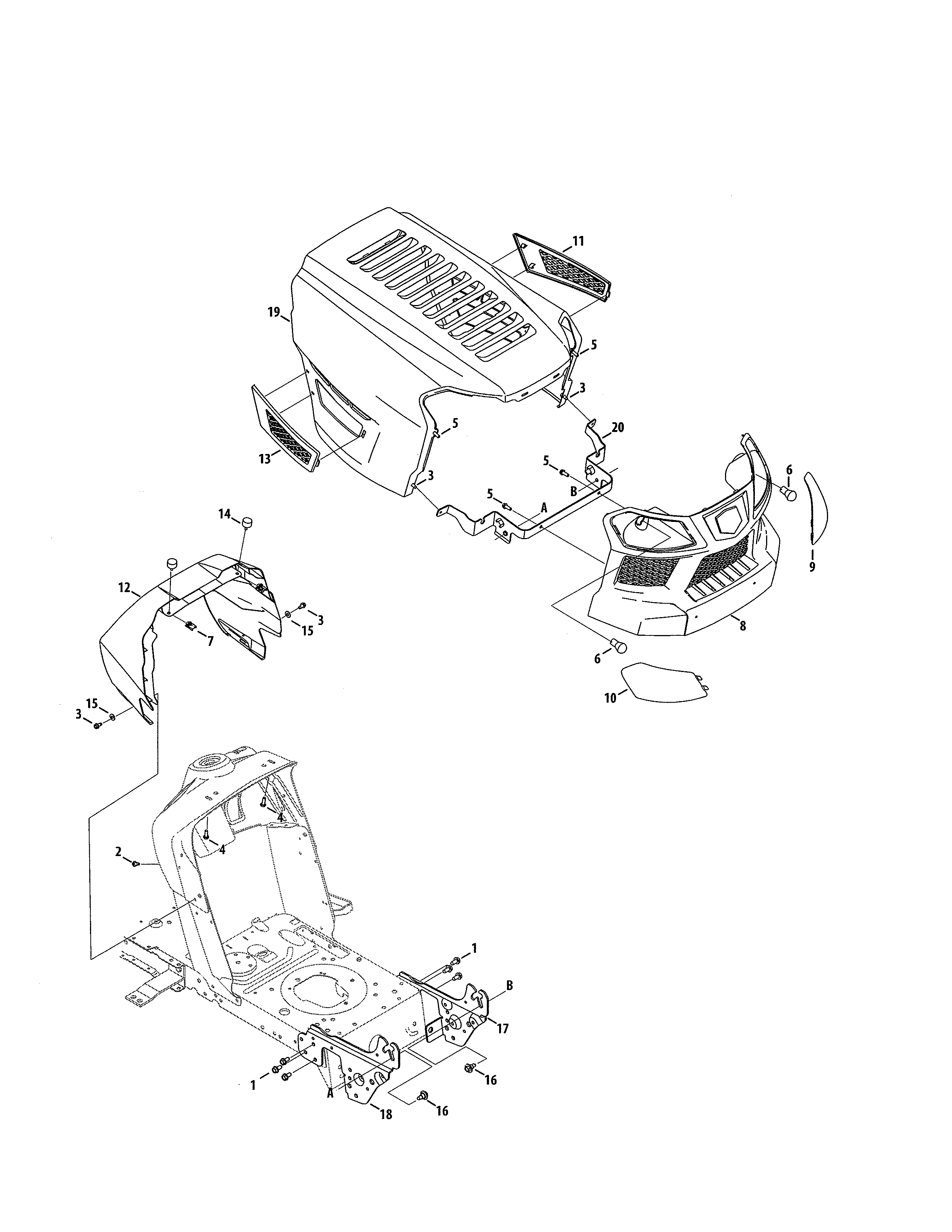 MTD 13AD78XS099 hood/bumper diagram