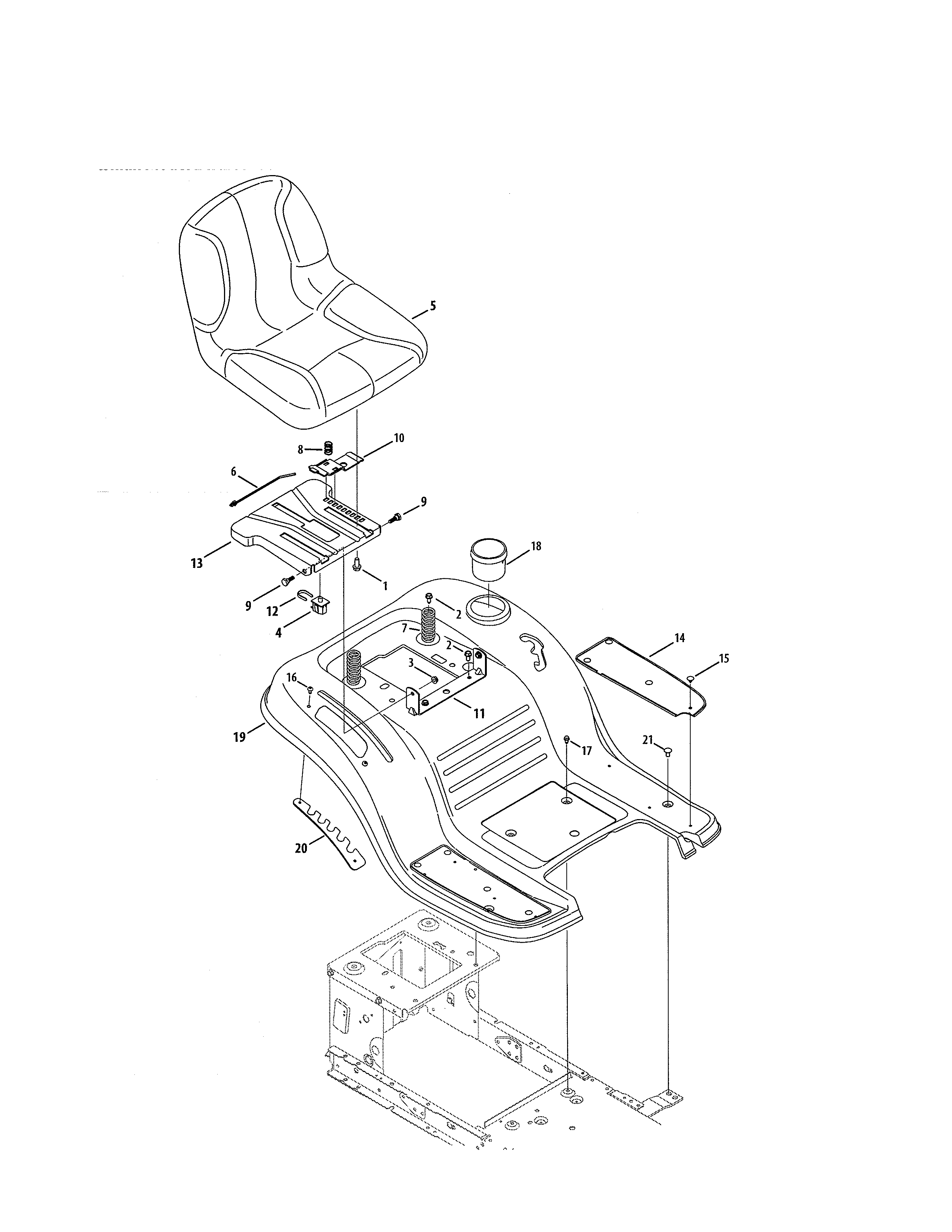 Craftsman 247203754 seat/fender diagram