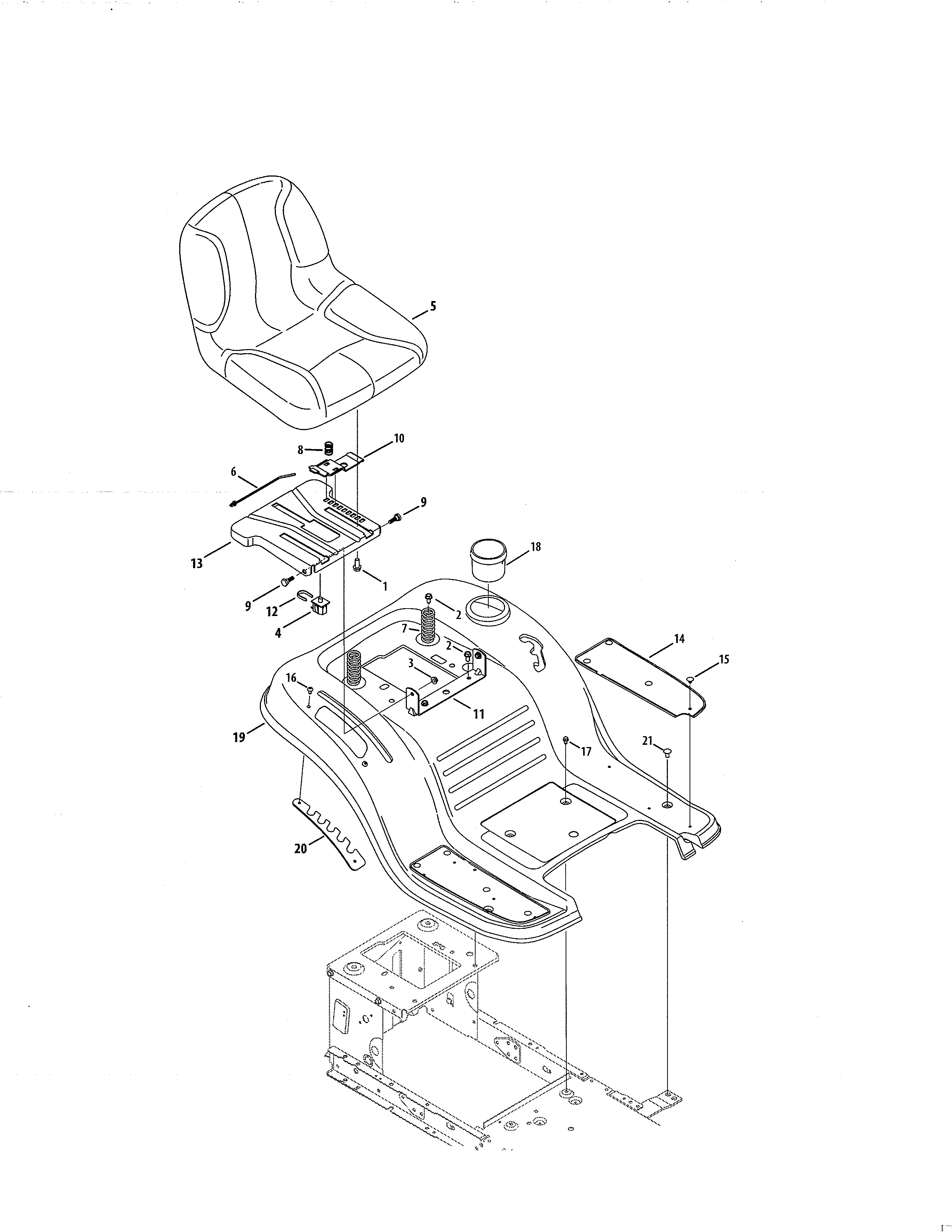 MTD 13AP78XS099 seat/fender diagram