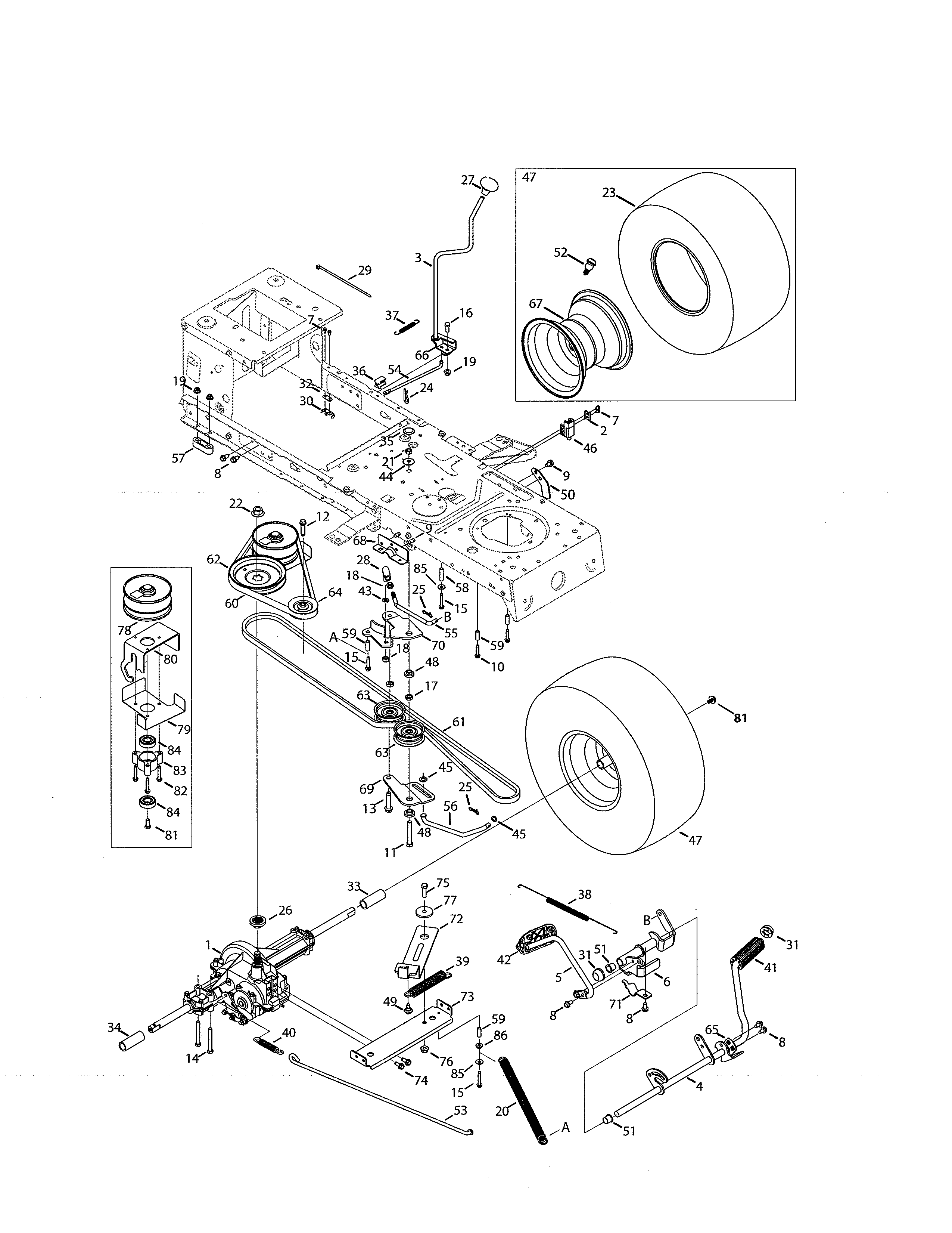 Craftsman 247203772 transmission/wheel assembly diagram