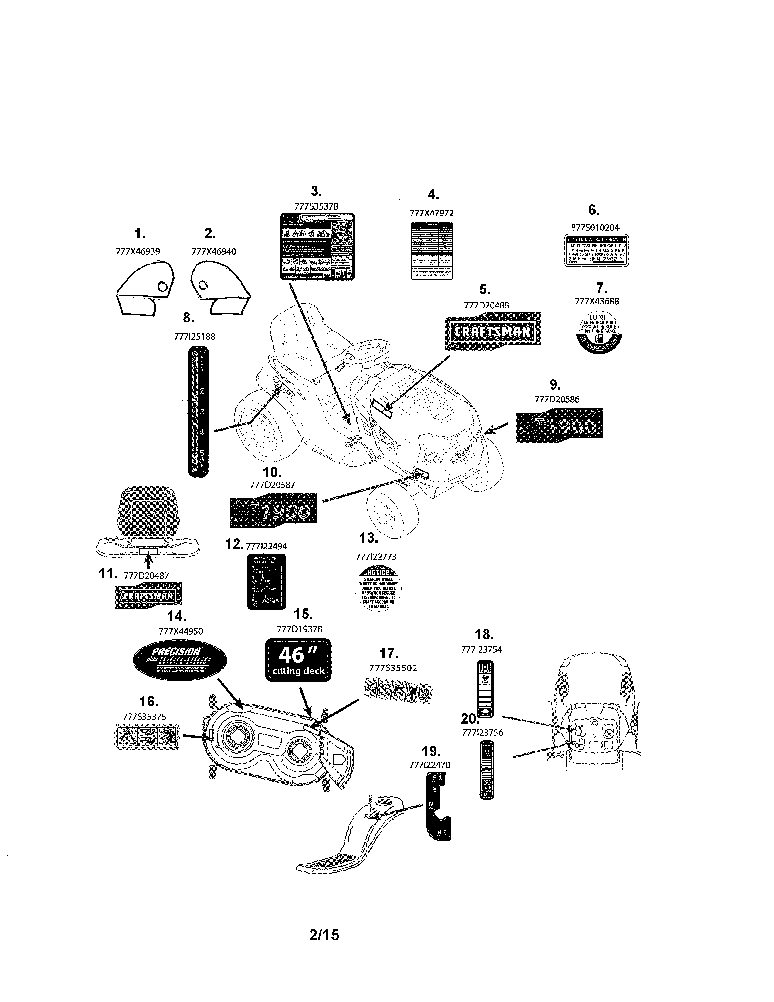 MTD 13AP79XT099 decals diagram