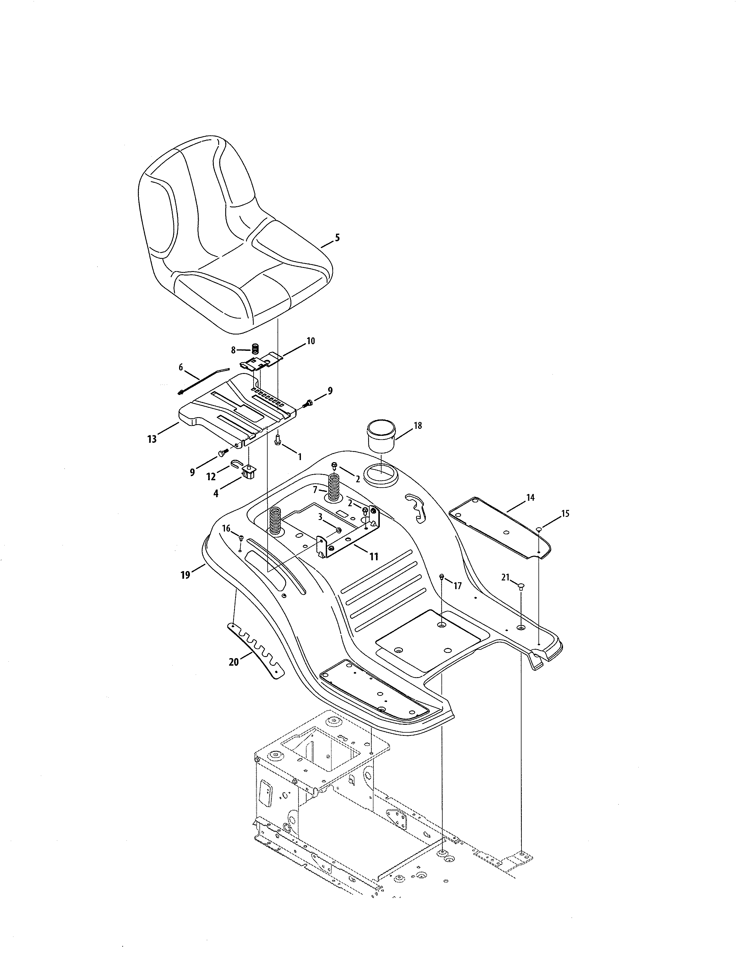 MTD 13AP79XT099 seat/fender diagram