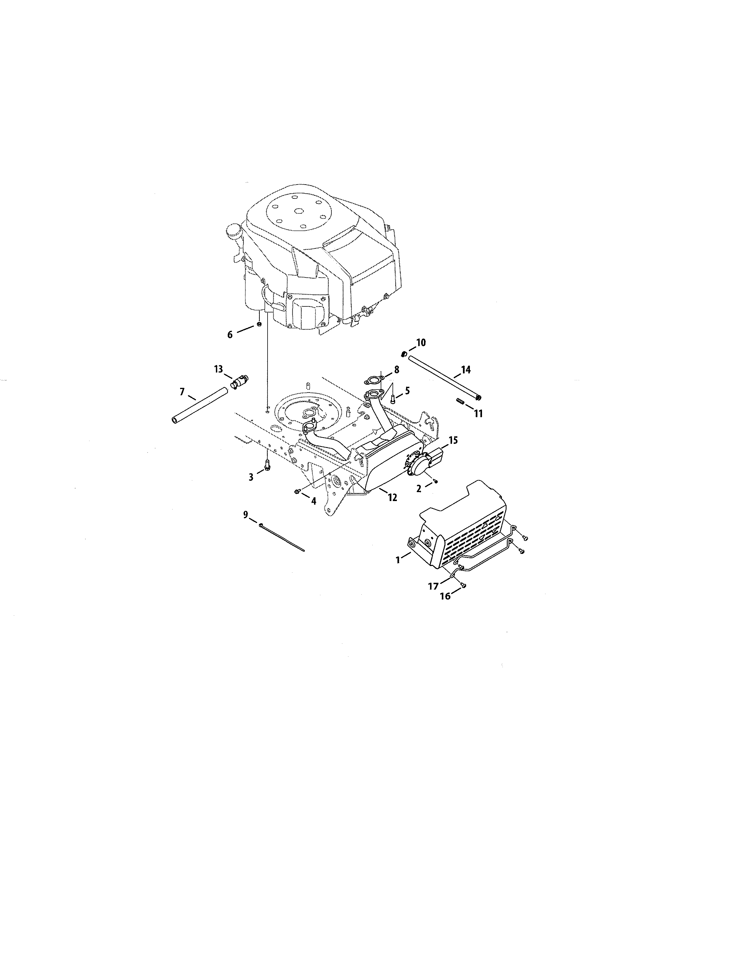 MTD 13AP79XT099 engine/muffler diagram