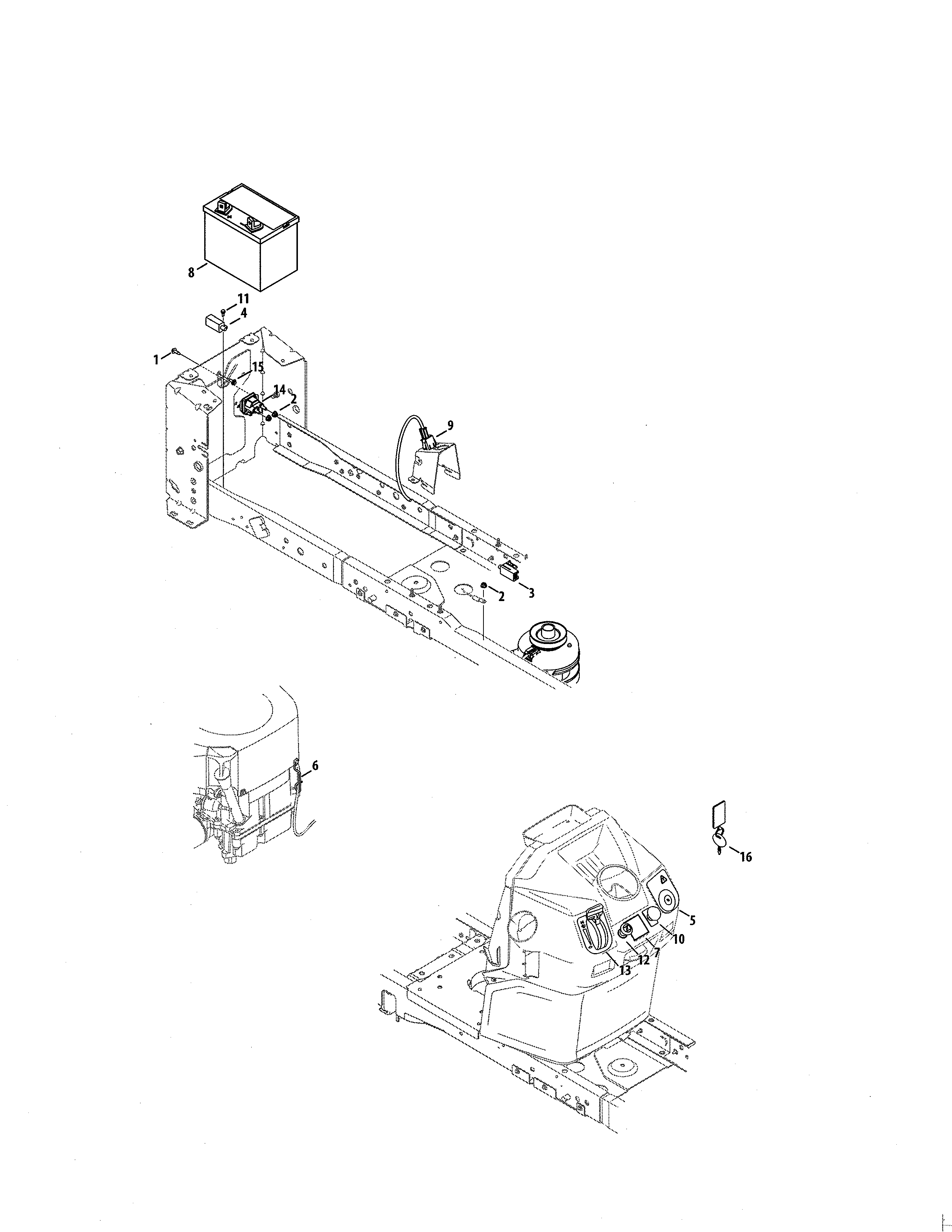 MTD 13APA1ZS099 battery/dash harness diagram