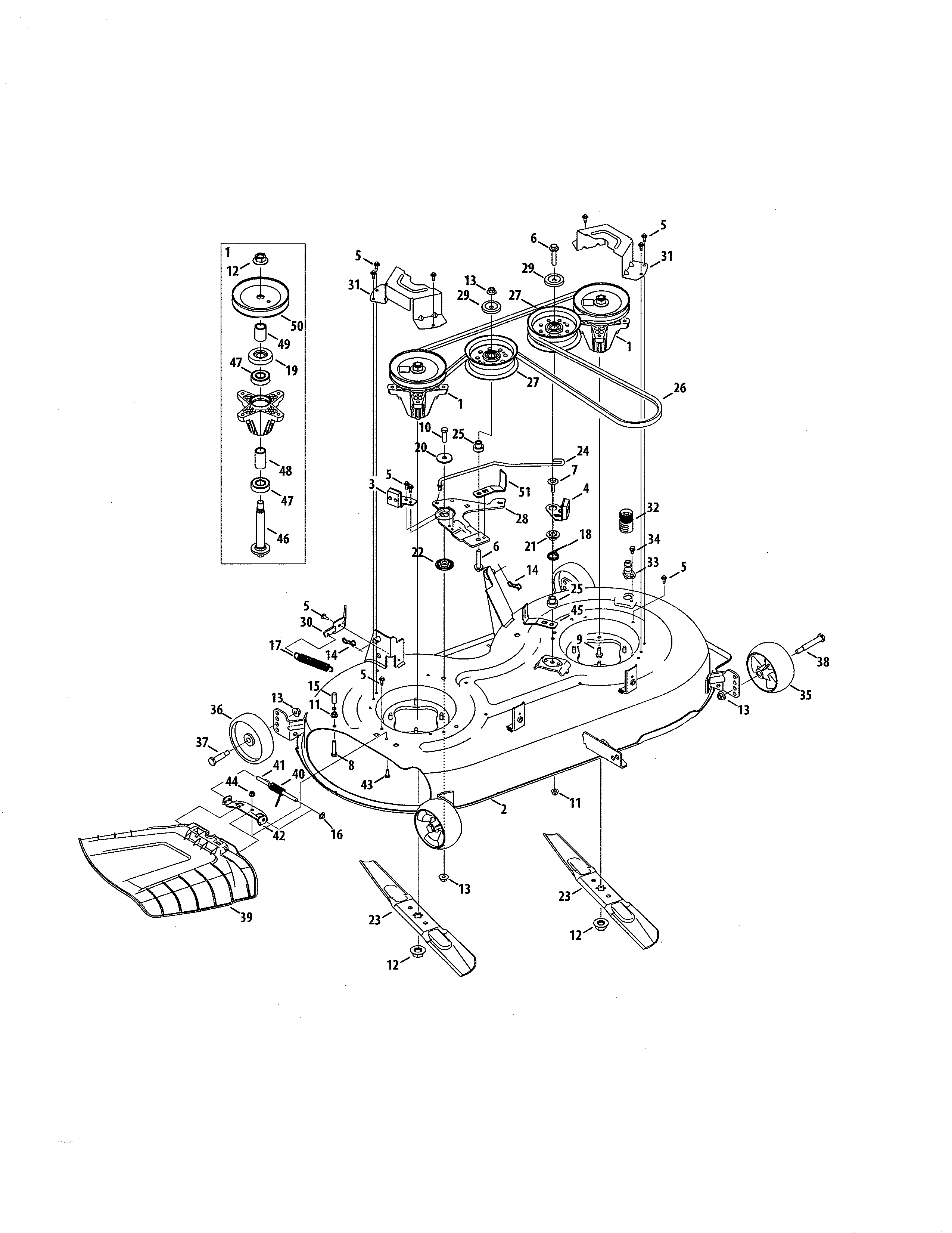 MTD 13APA1ZS099 deck/spindle assembly diagram