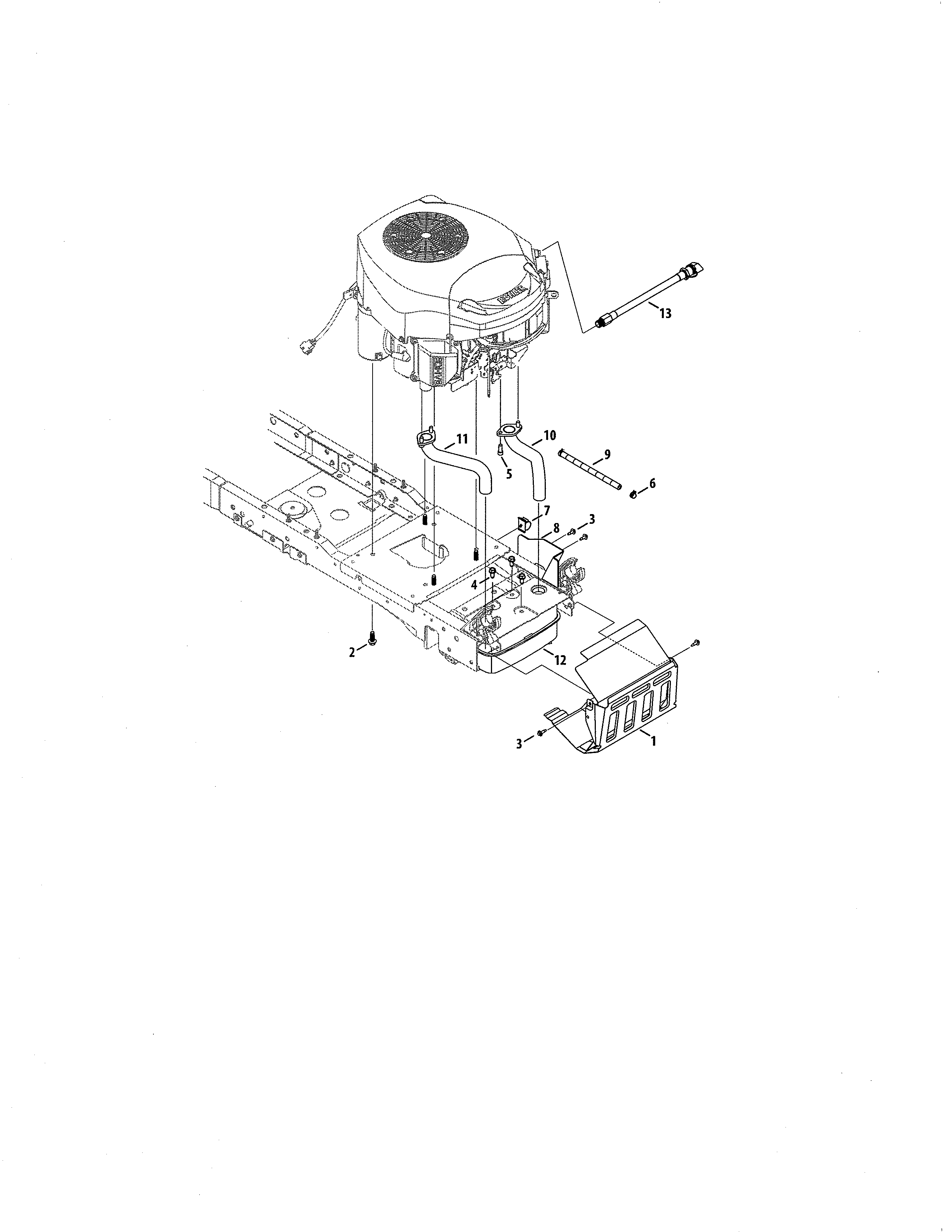 MTD 13APA1ZS099 engine/shield diagram