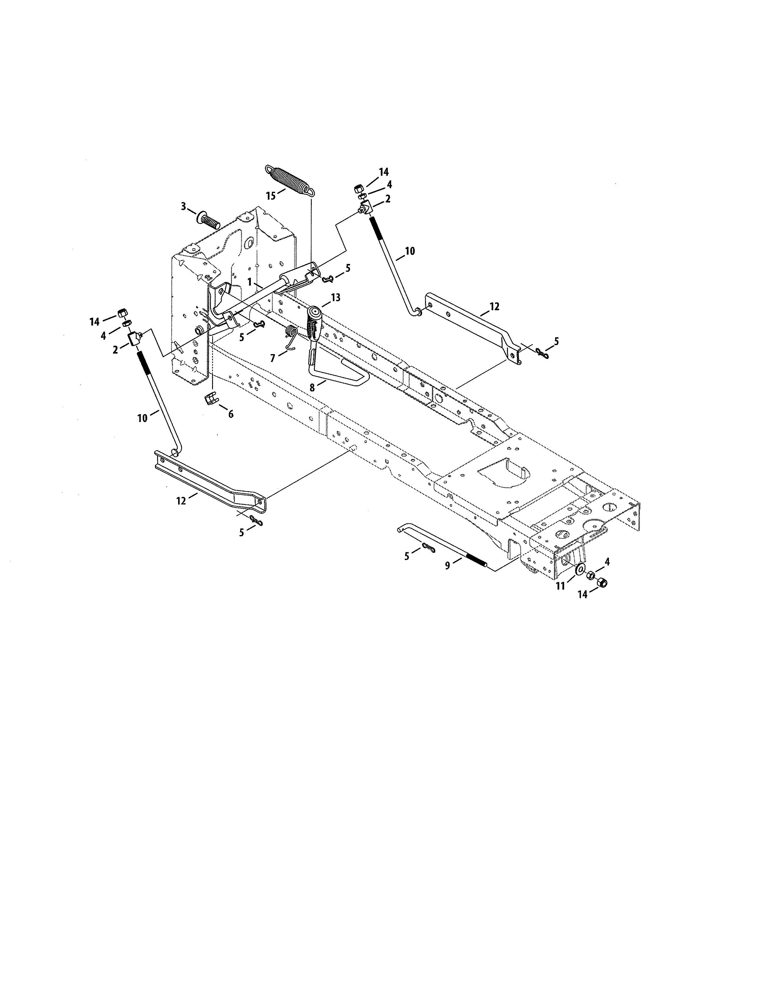 MTD 13A7A1ZW099 deck lift/rear lift diagram