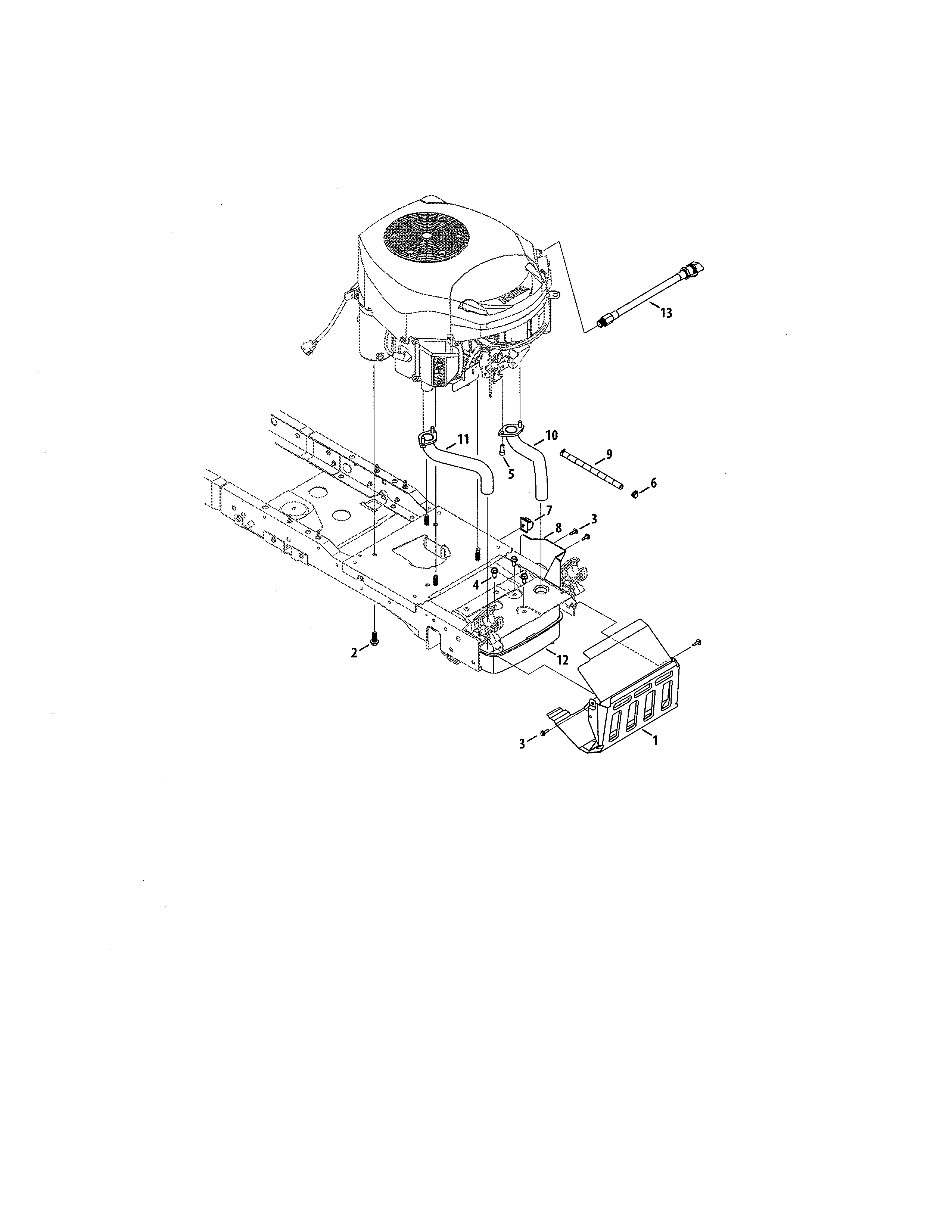 MTD 13A7A1ZW099 engine/muffler diagram