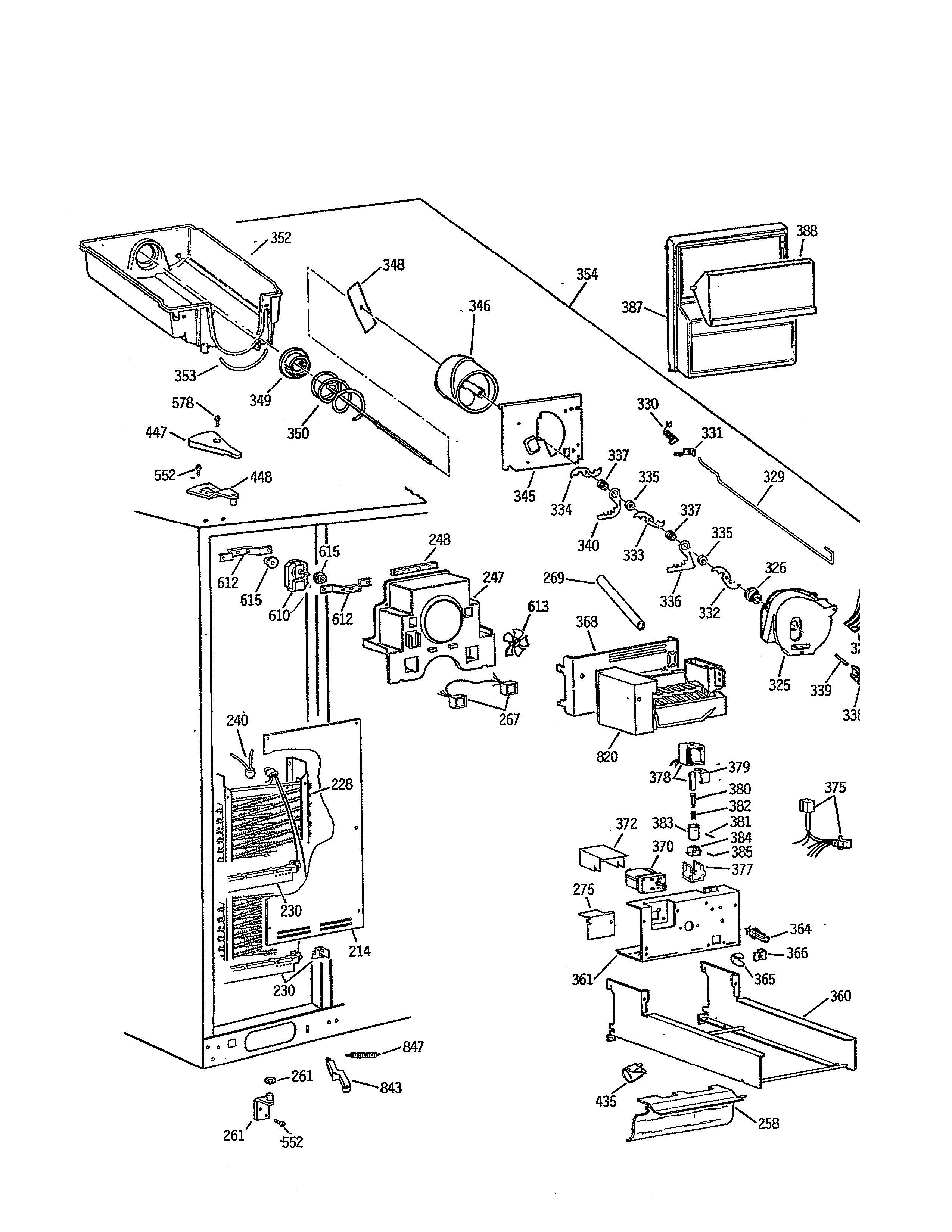 GE TPX24BRYAWW freezer section diagram