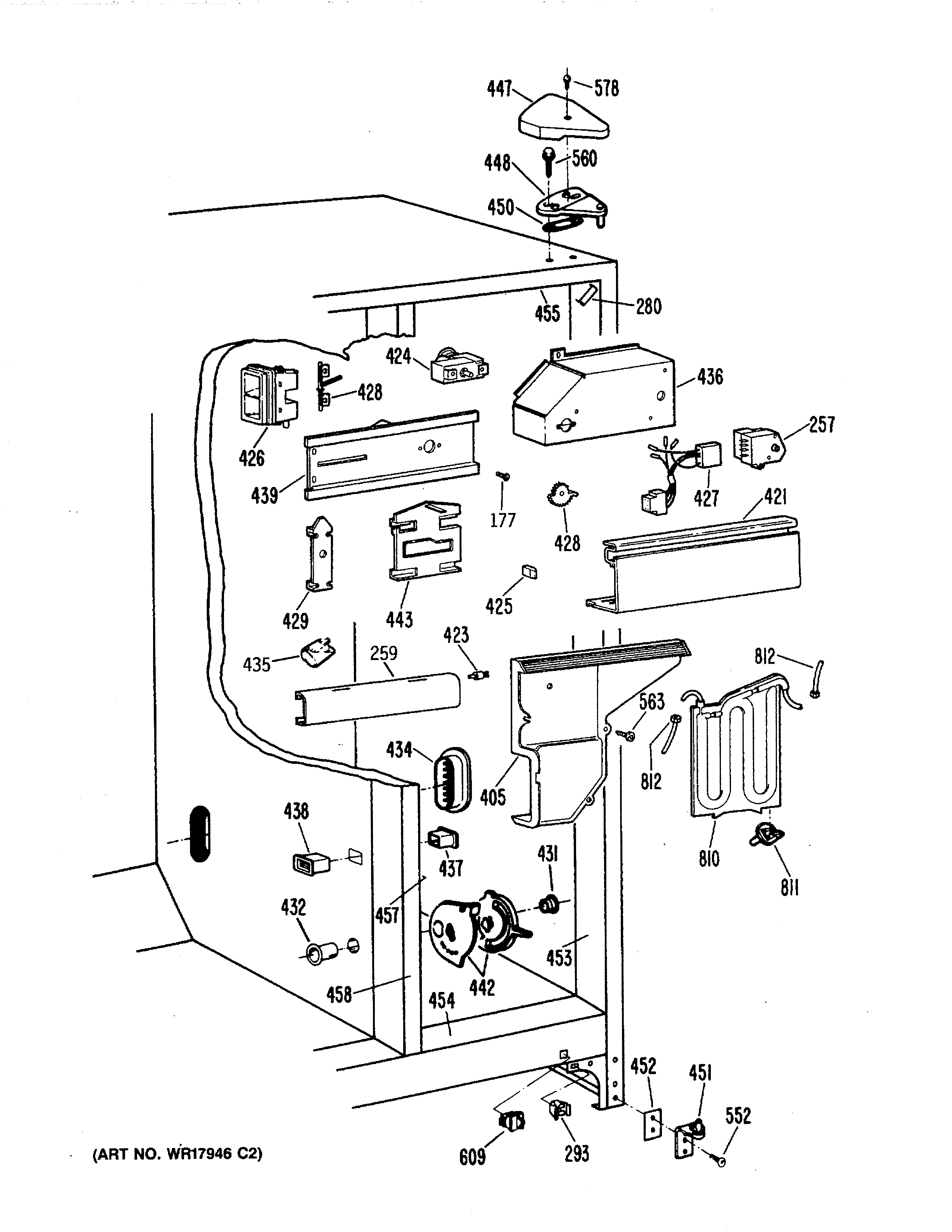 GE TFHW24RRAWH fresh food section diagram
