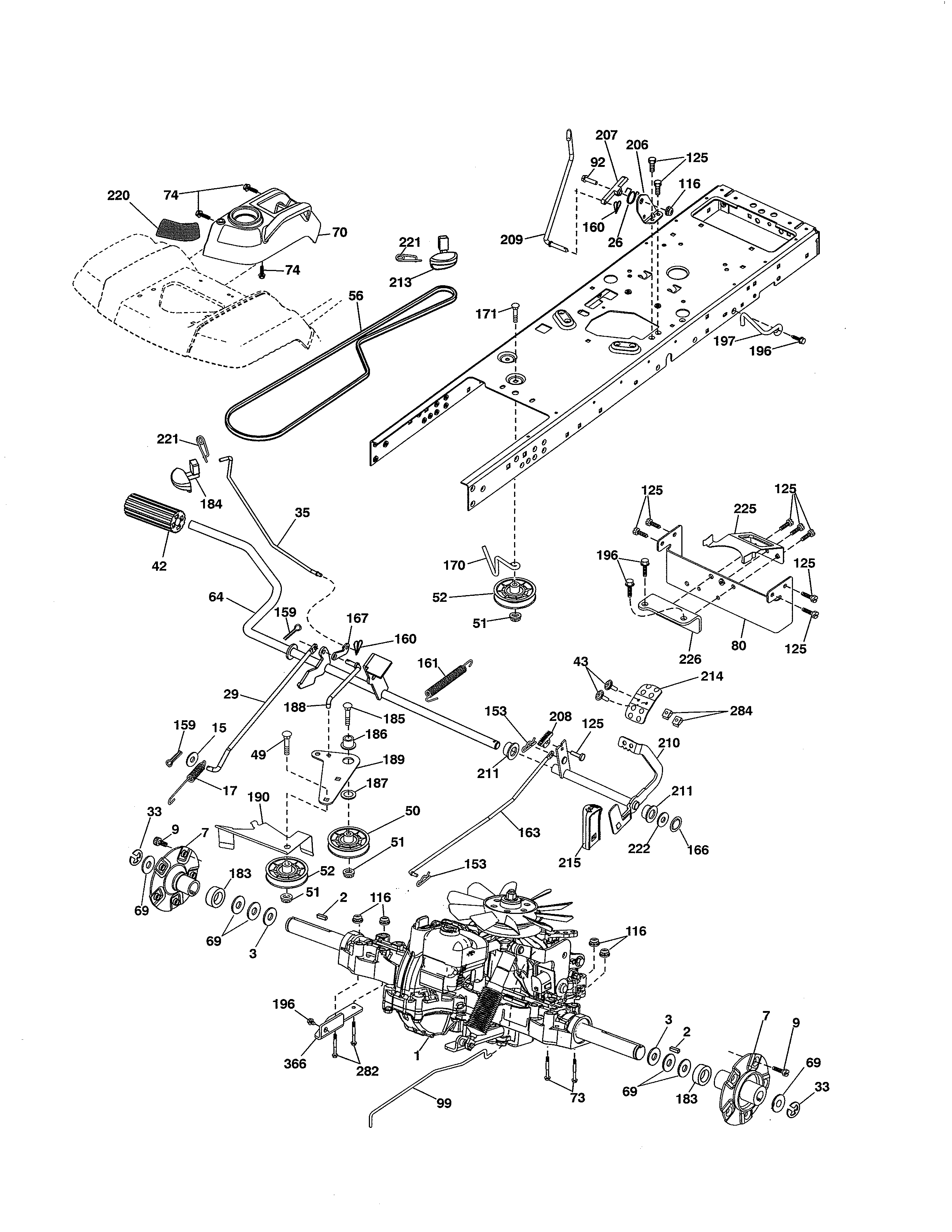 Husqvarna GT48XLSI (96043017700) drive diagram