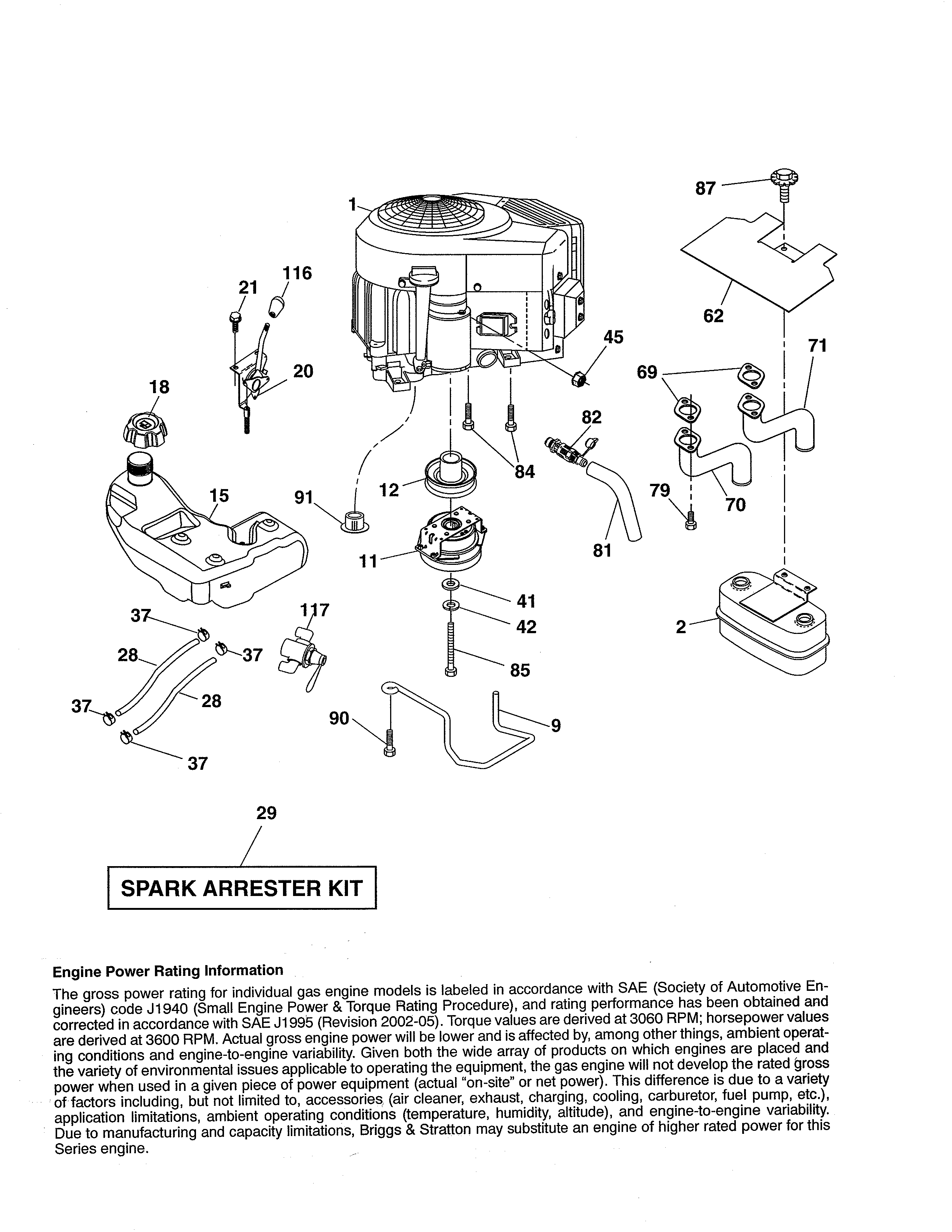 Husqvarna GT48XLSI (96043017700) engine diagram