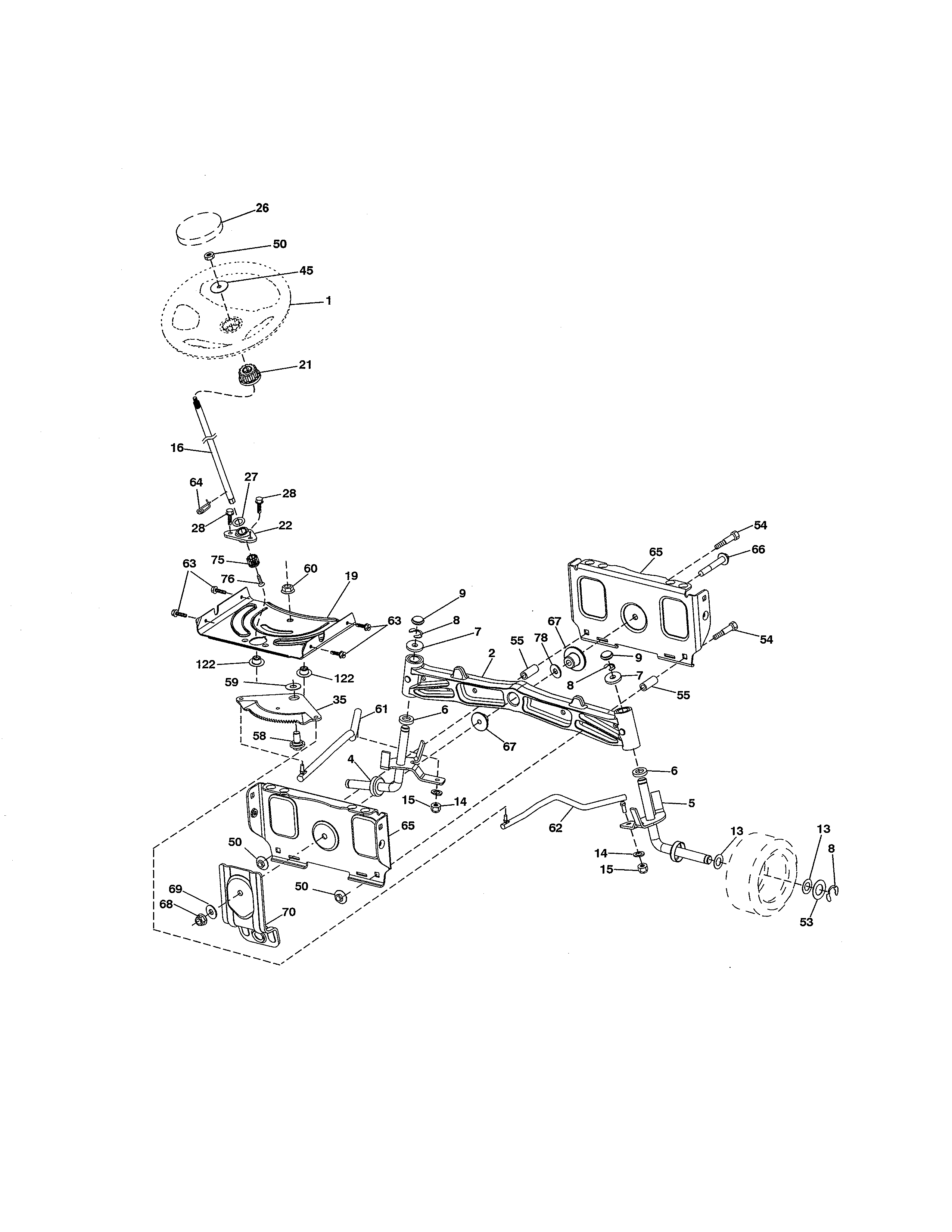 Husqvarna GT48XLSI (96043017700) steering diagram