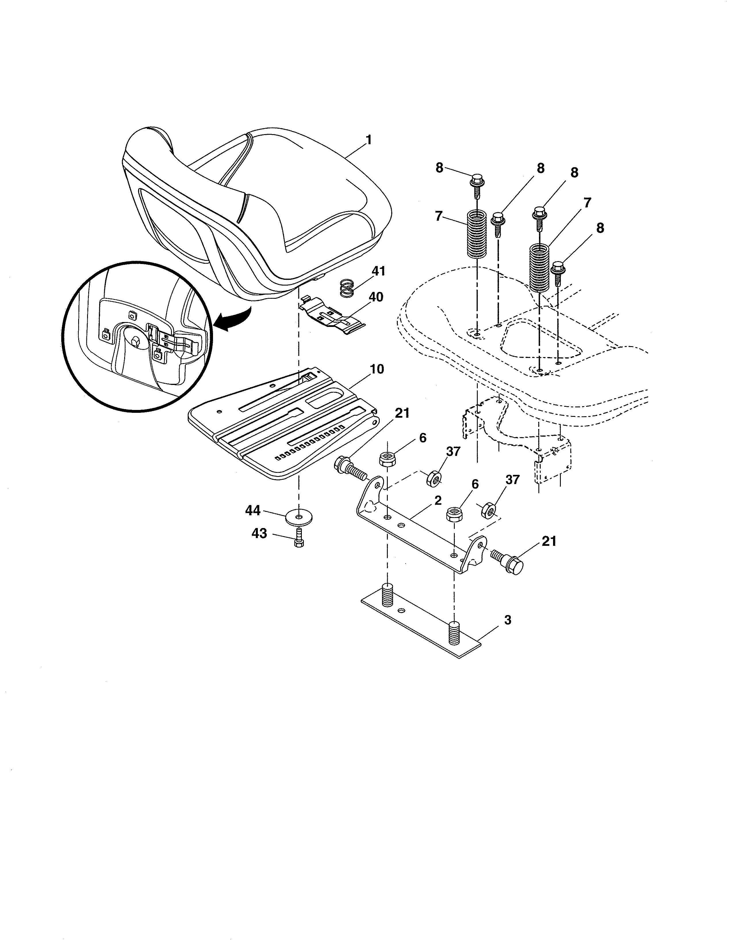 Husqvarna GT48XLSI (96043017700) seat diagram