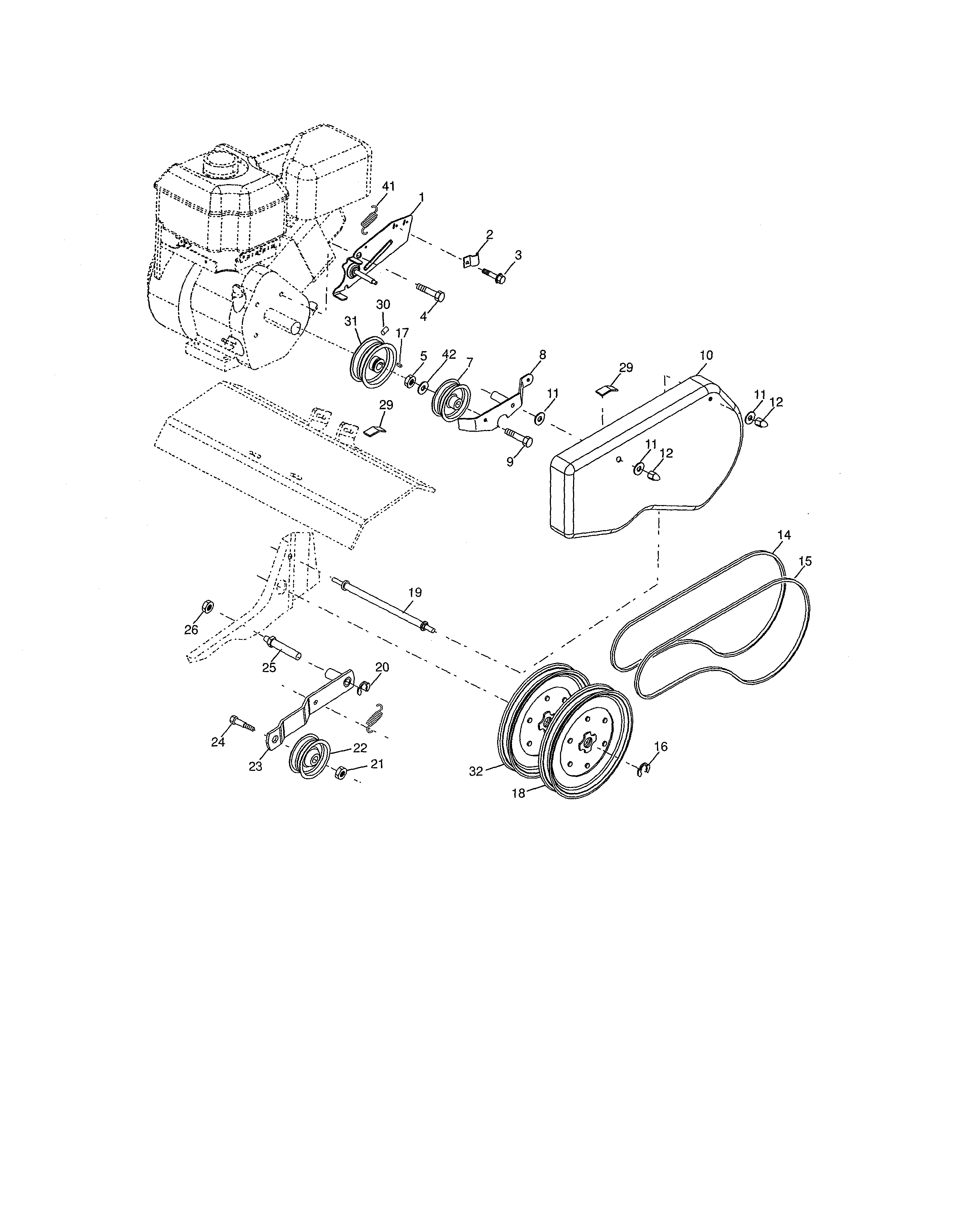 Husqvarna FT900-96083000605 belt guard & pulley diagram