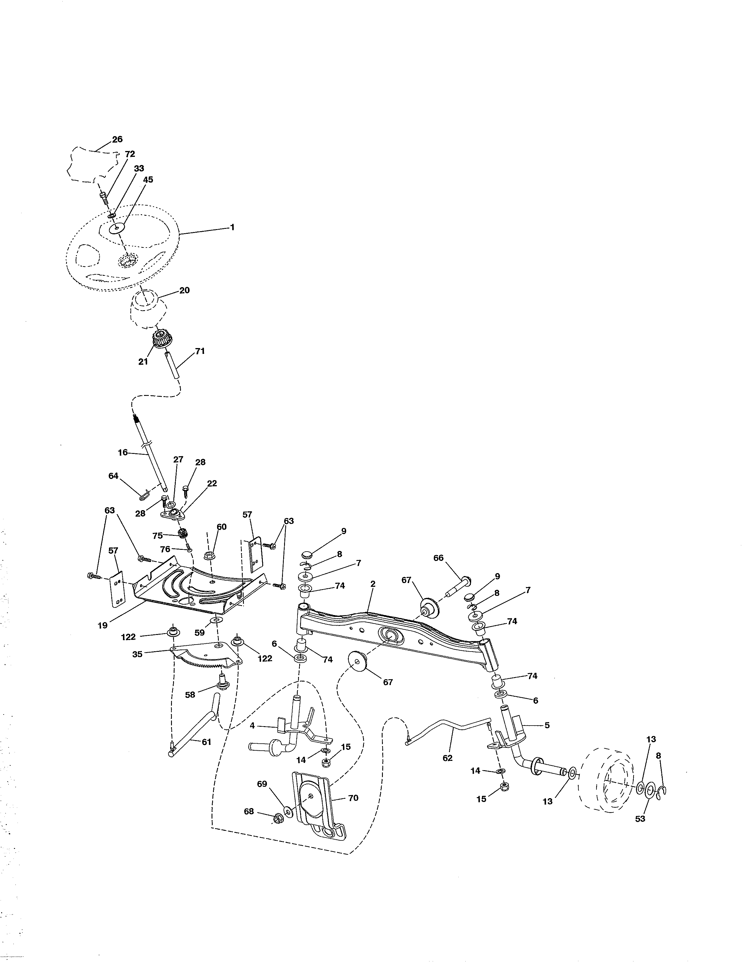Poulan PB175A46 (96042015300) steering diagram