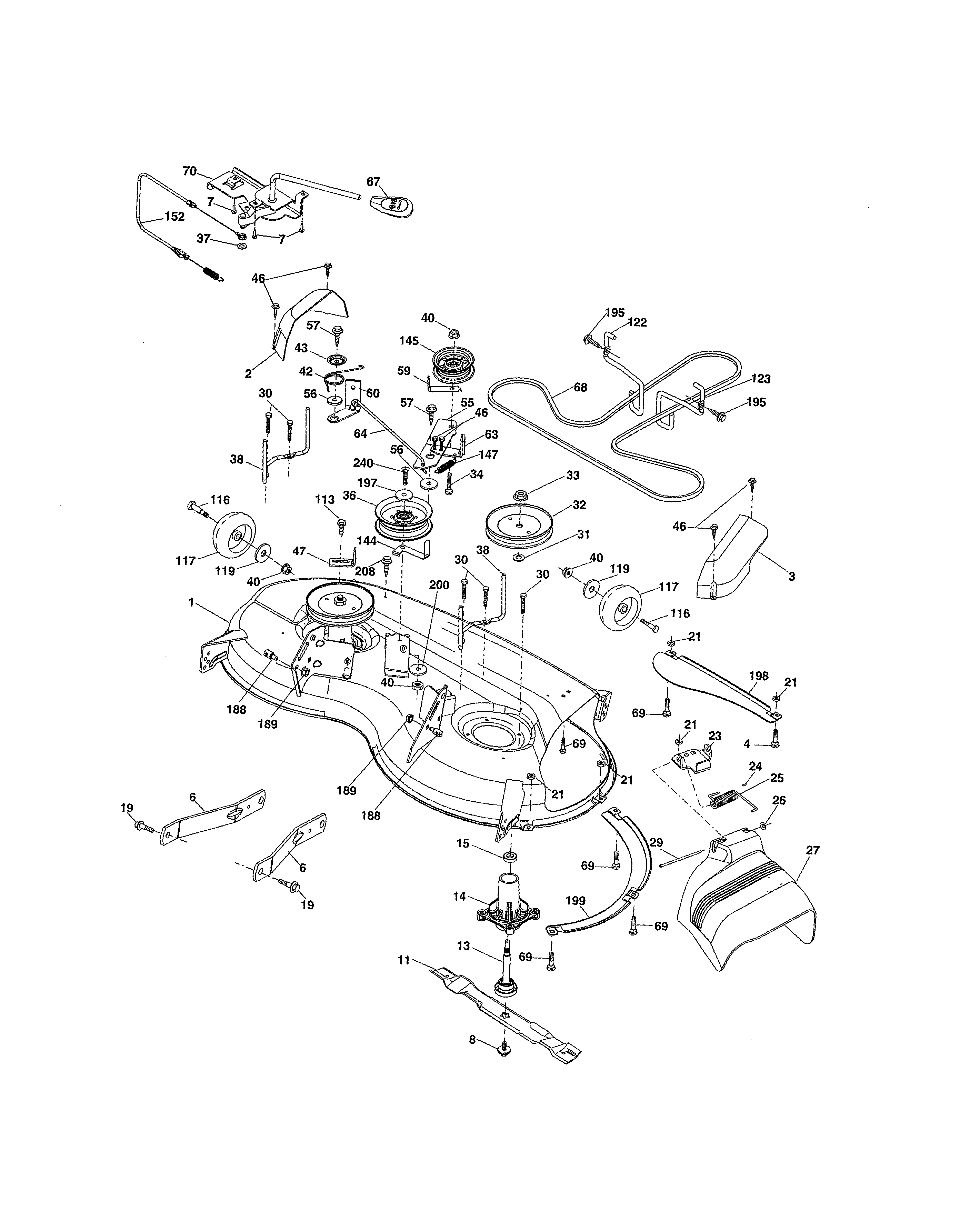 Poulan PB175A46 (96042015300) mower deck diagram