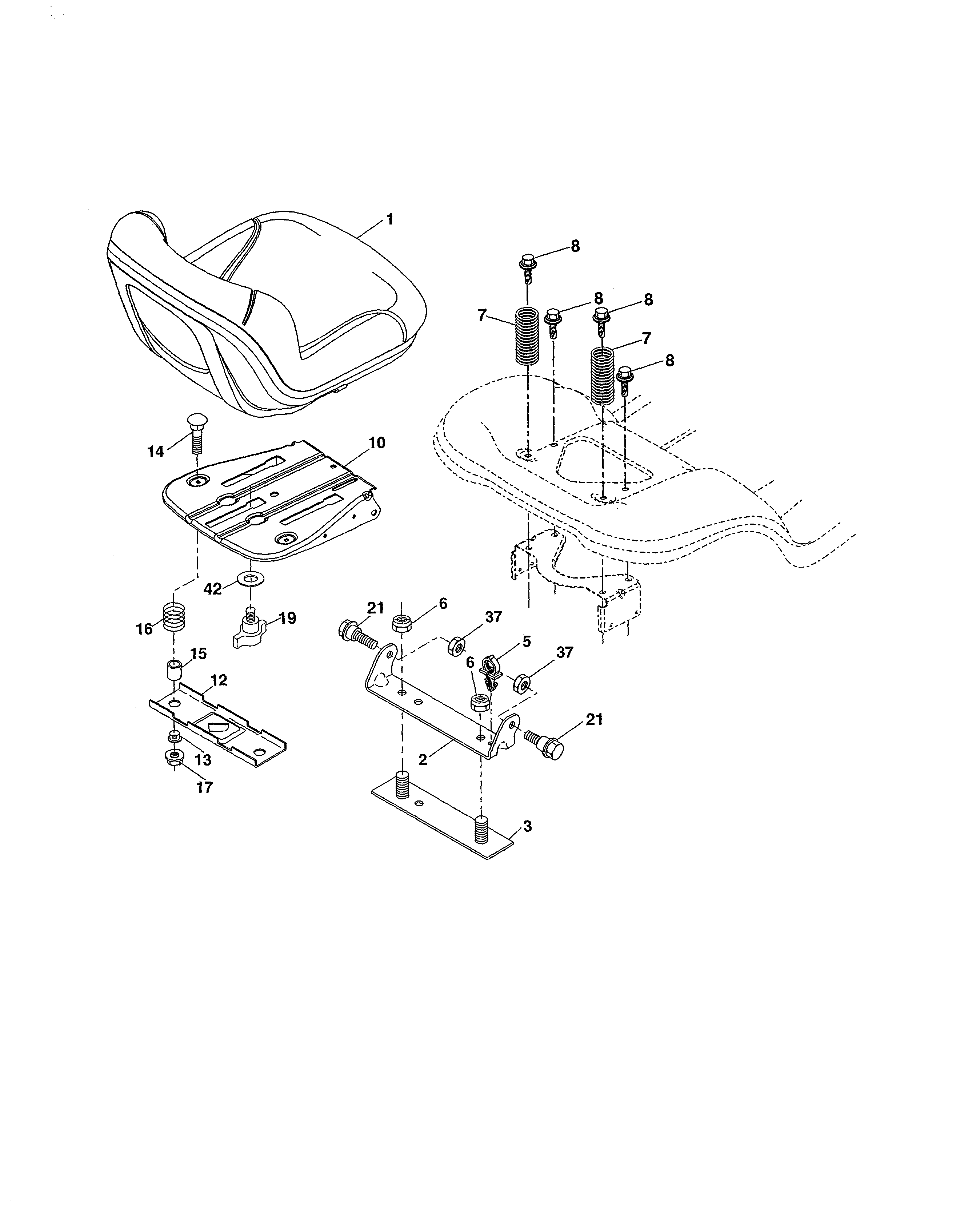 Poulan 96042015700 seat diagram